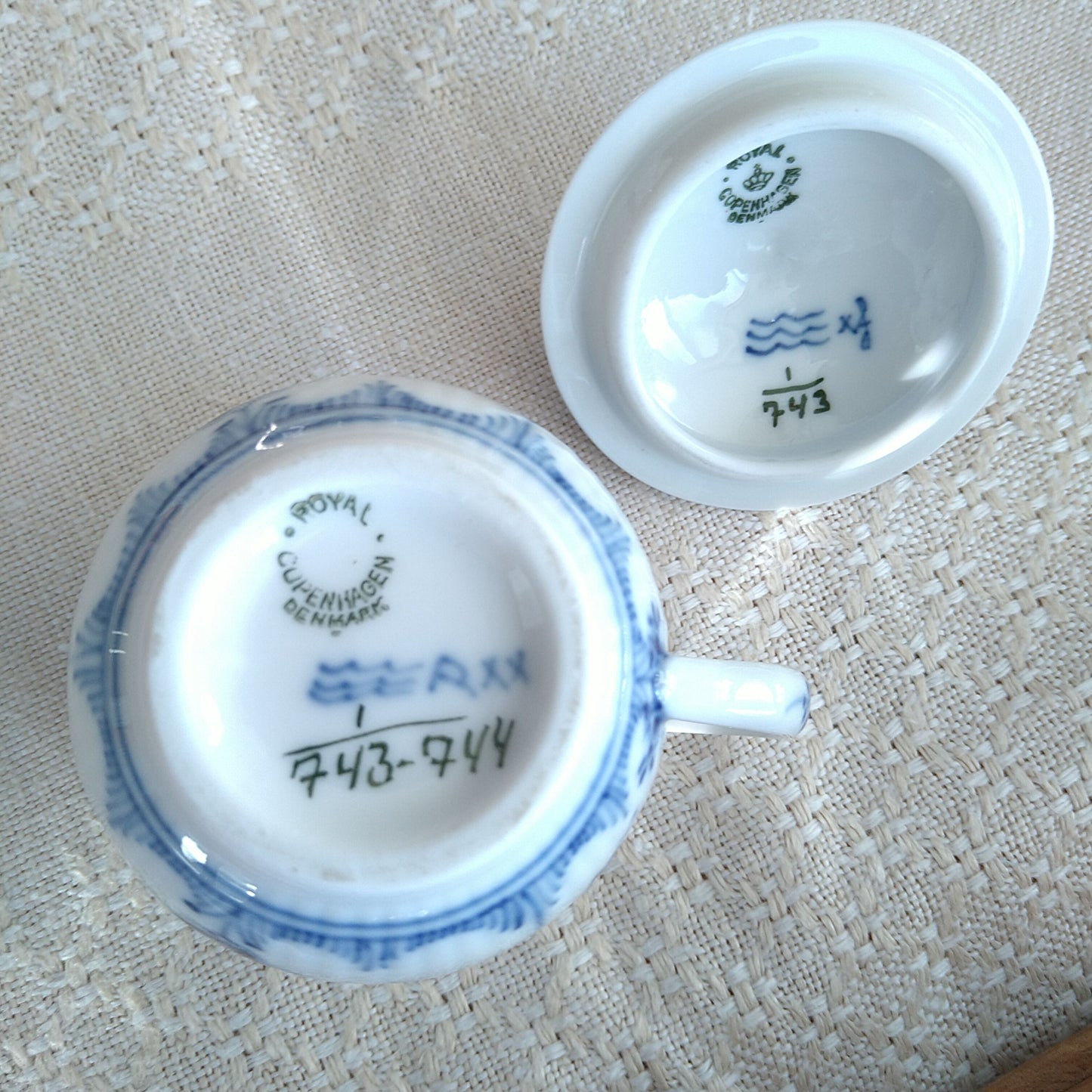 ハーフレース・カスタードカップソーサー/BlueFlutedHalf Custard cup and saucer