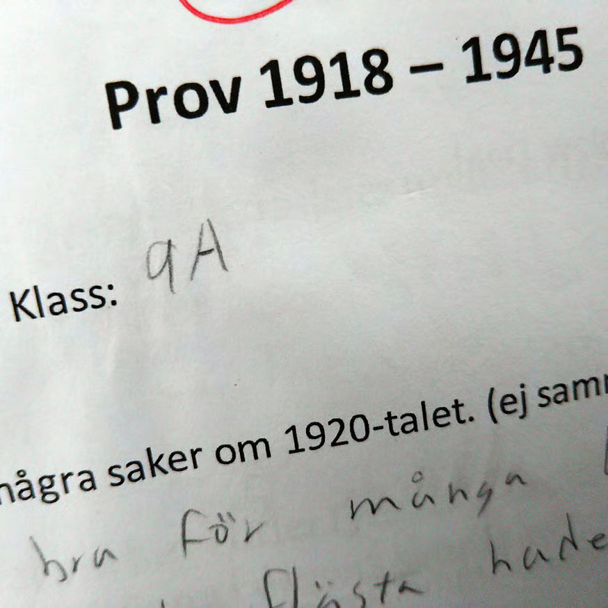 スウェーデンの中学3年生の歴史のテスト
