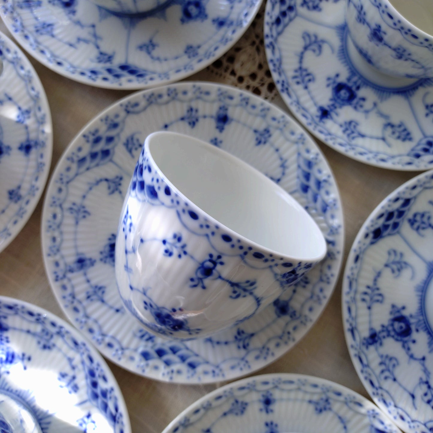 1960～1970年代のハーフレース型番756容量約190mlコーヒーカップソーサー/HalfLaceCupSaucer