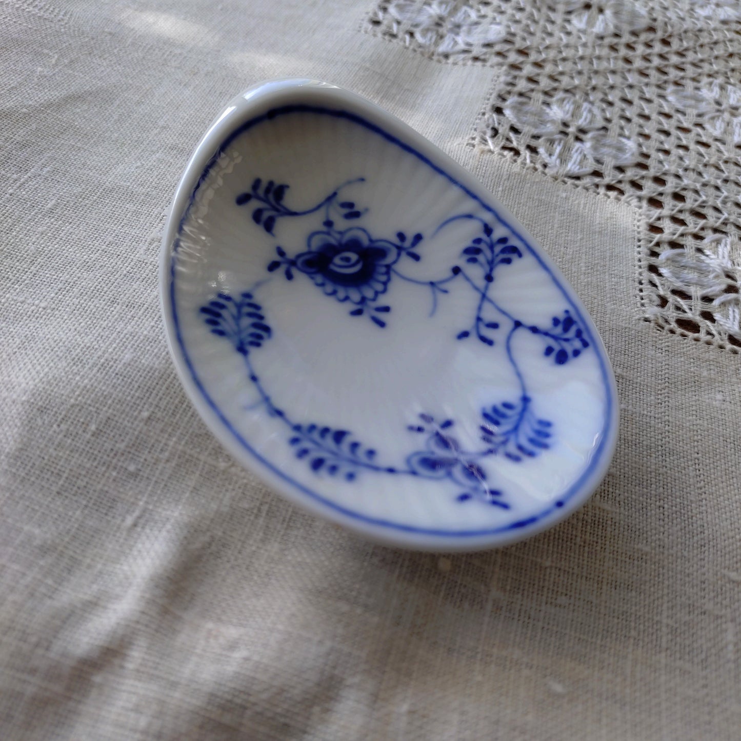 1958年RoyalCopenhagenブルーフルーテッド貝の形の小さなお皿10.5㎝×7.2㎝/BlueFlutedPlainShellFormPlate