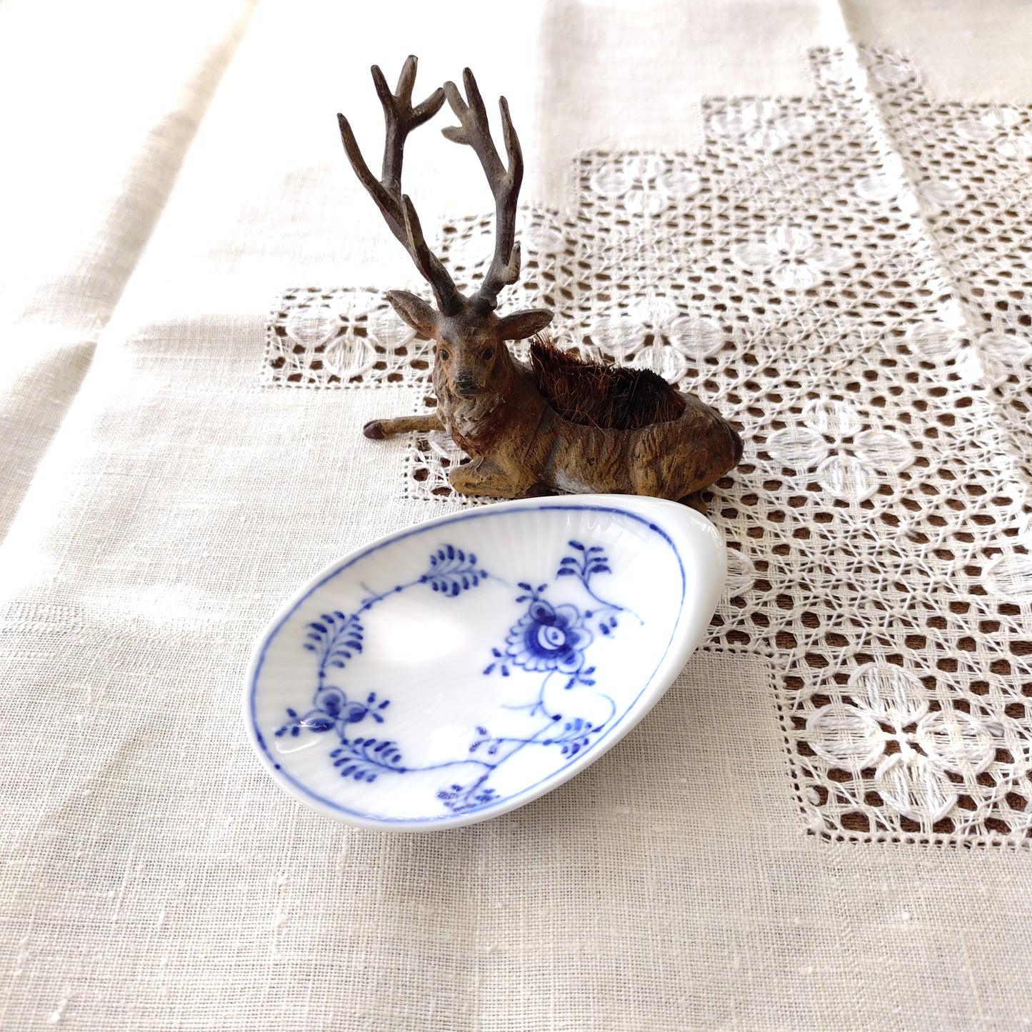 1958年RoyalCopenhagenブルーフルーテッド貝の形の小さなお皿10.5㎝×7.2㎝/BlueFlutedPlainShellFormPlate