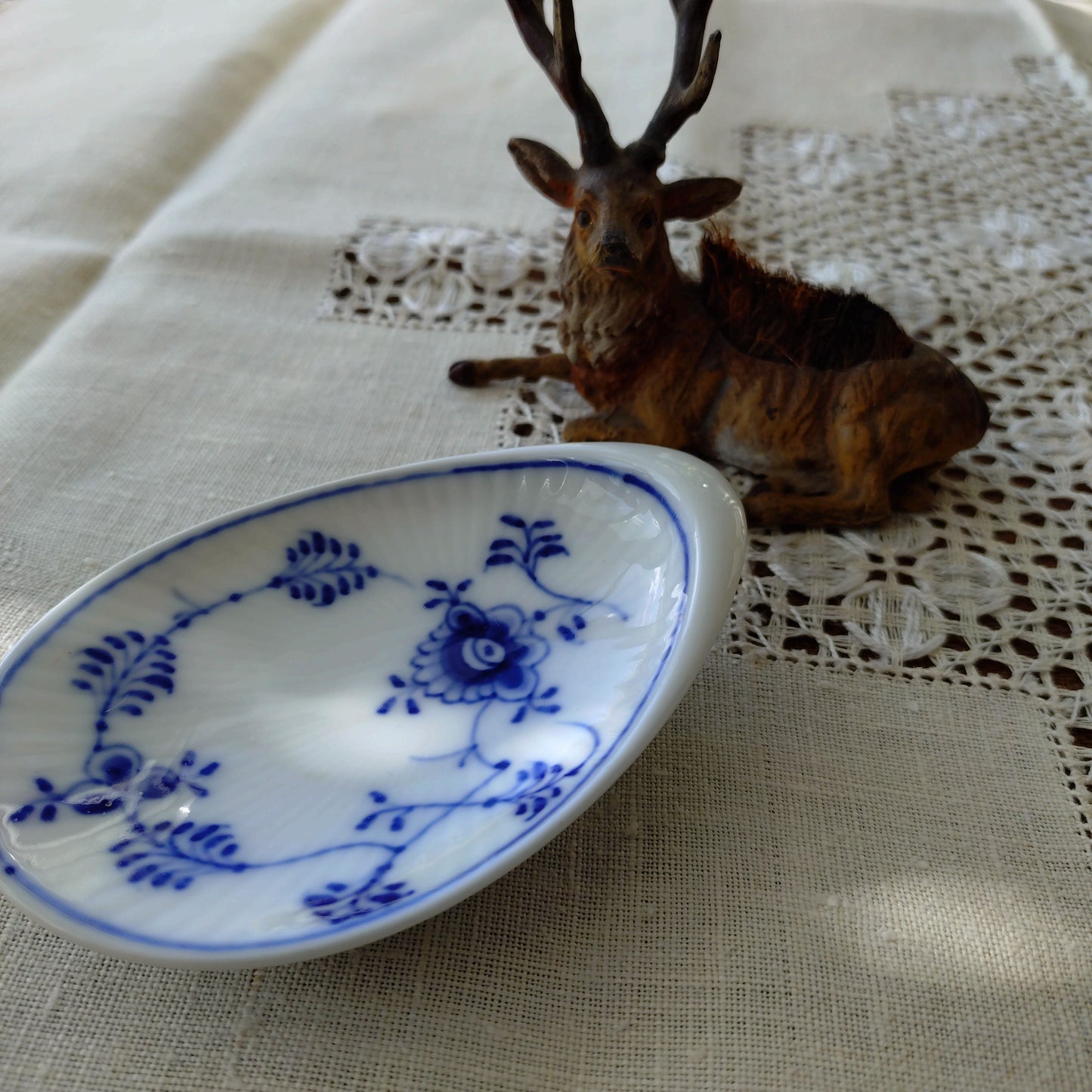 1958年RoyalCopenhagenブルーフルーテッド貝の形の小さなお皿10.5㎝×7.2㎝/BlueFlutedPlainShellFormPlate