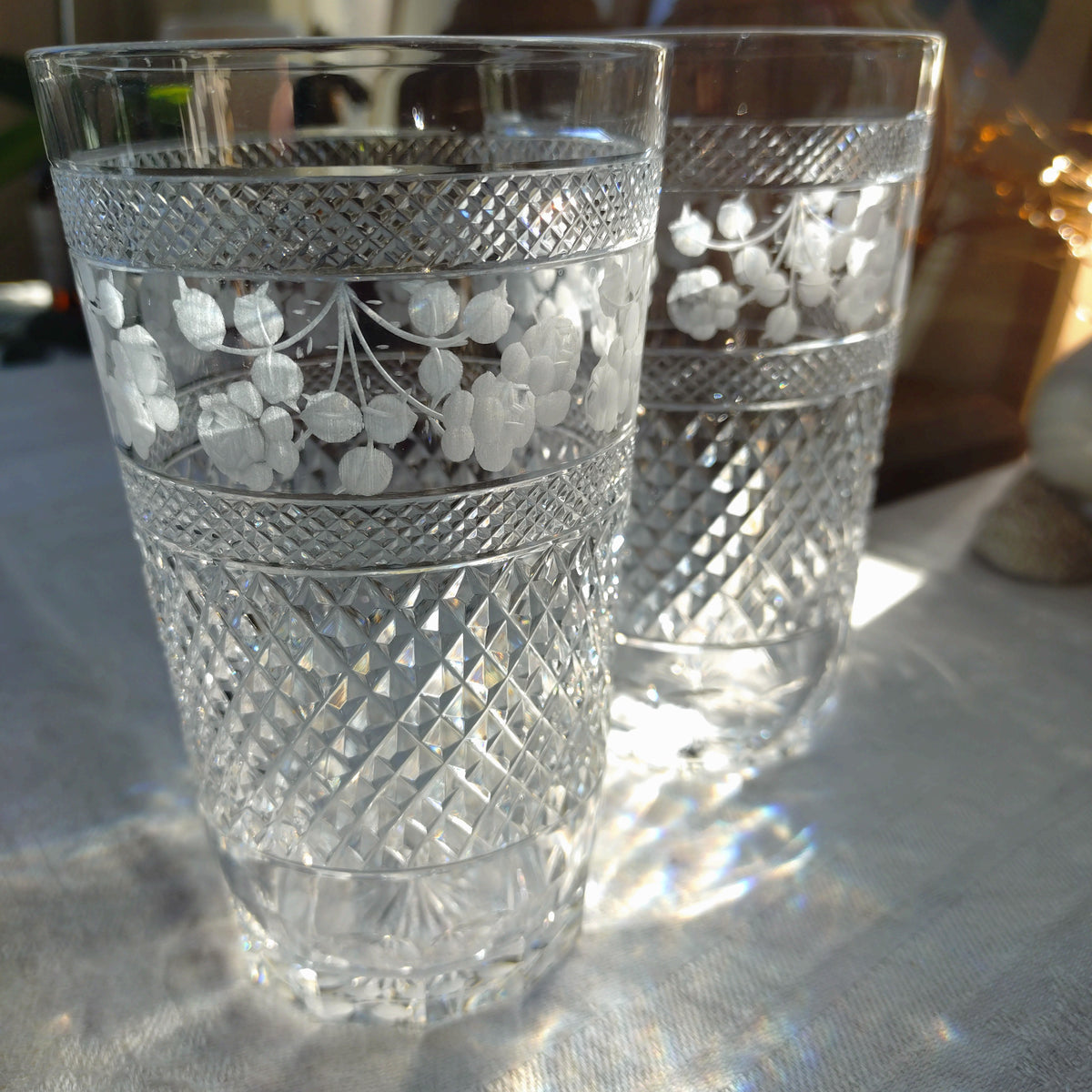 Sweden Kostaの3つのバラ🌹🌹🌹Tre Rosor クリスタルタンブラー高さ約13㎝H/2客セット