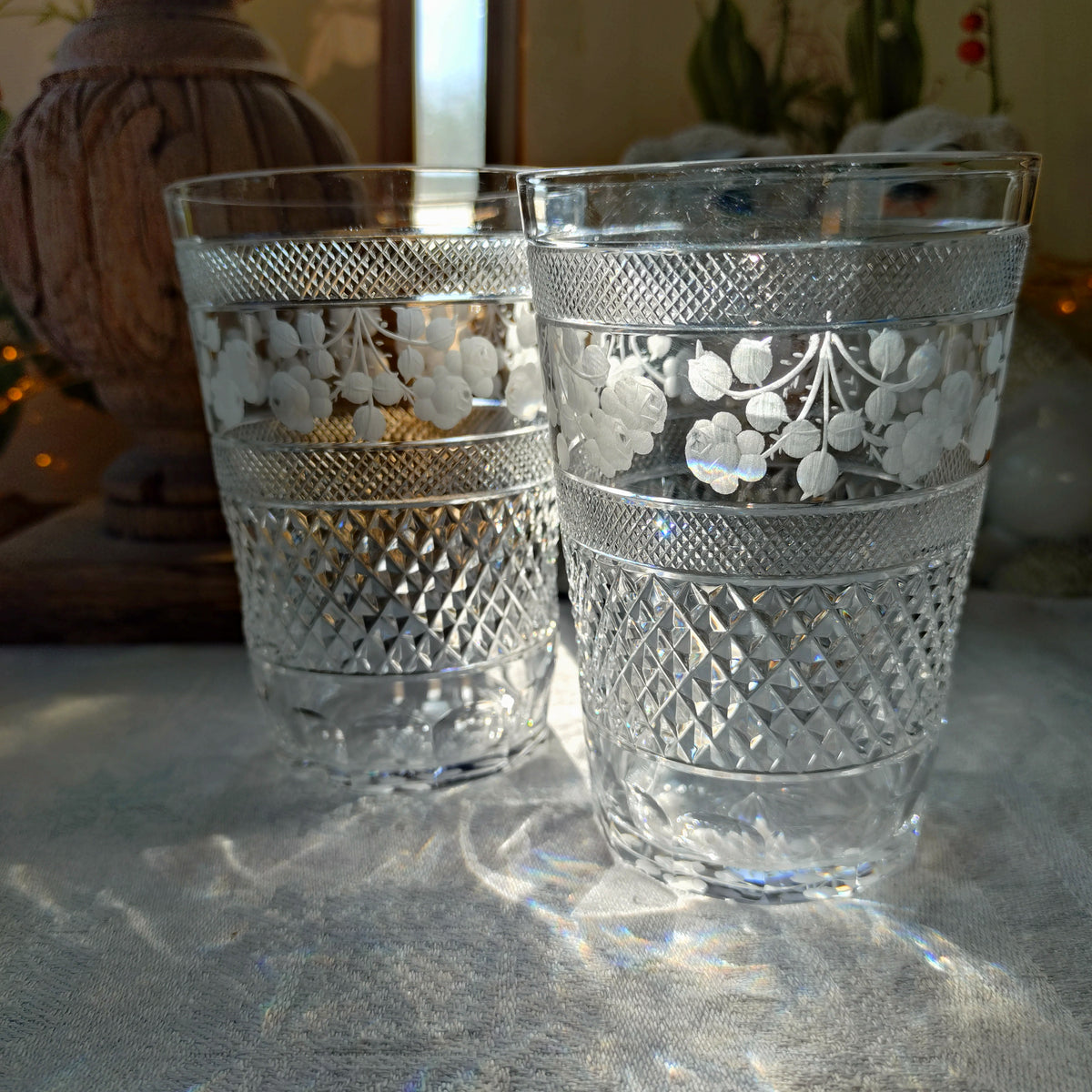 Sweden Kostaの3つのバラ🌹🌹🌹Tre Rosor クリスタルタンブラー高さ約 11㎝H/2客セット