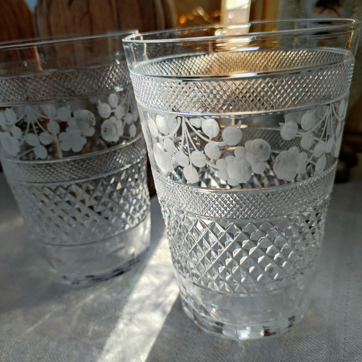 Sweden Kostaの3つのバラ🌹🌹🌹Tre Rosor クリスタルタンブラー高さ約 11㎝H/2客セット