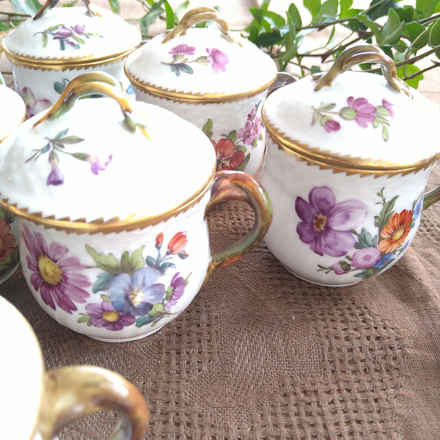 RoyalCopenhagenサクソンフラワーカスタードカップ12個トレイ付き/SaxonFlowerCusturdCupWithTray
