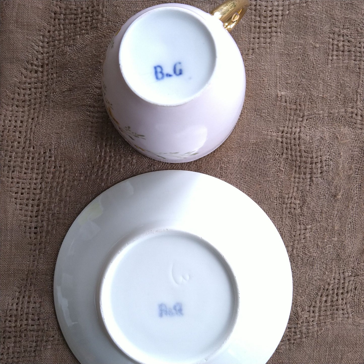 1853～1894年!Bing＆Grondahlビングオーグレンダールのアンティークのピンクのカップソーサー/AntiqueCupSaucer