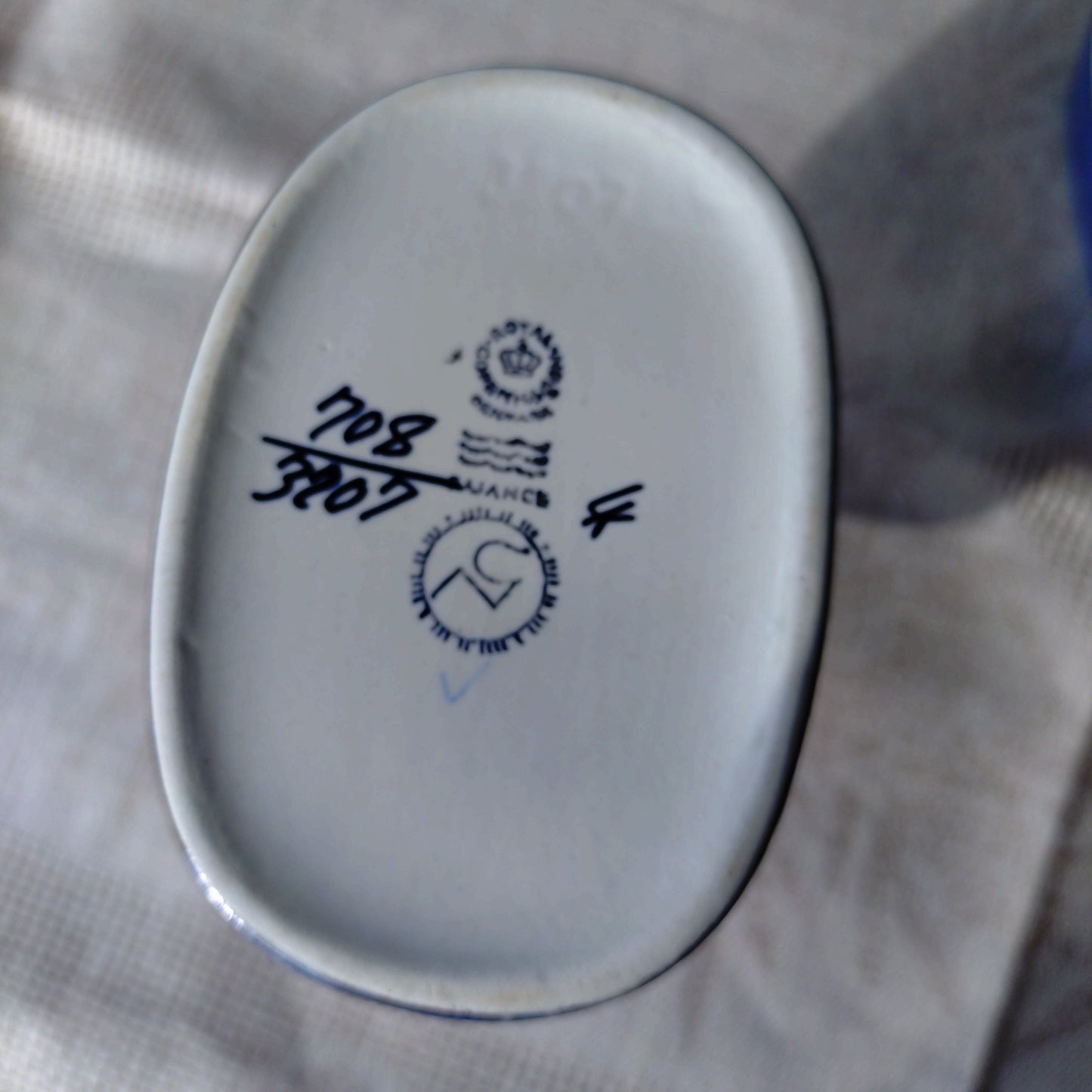 1969～1974年のRoyalCopenhagenファイアンスBACA、鳥🐦の花瓶高さ約13.5㎝Hと四角いお皿約11×11㎝