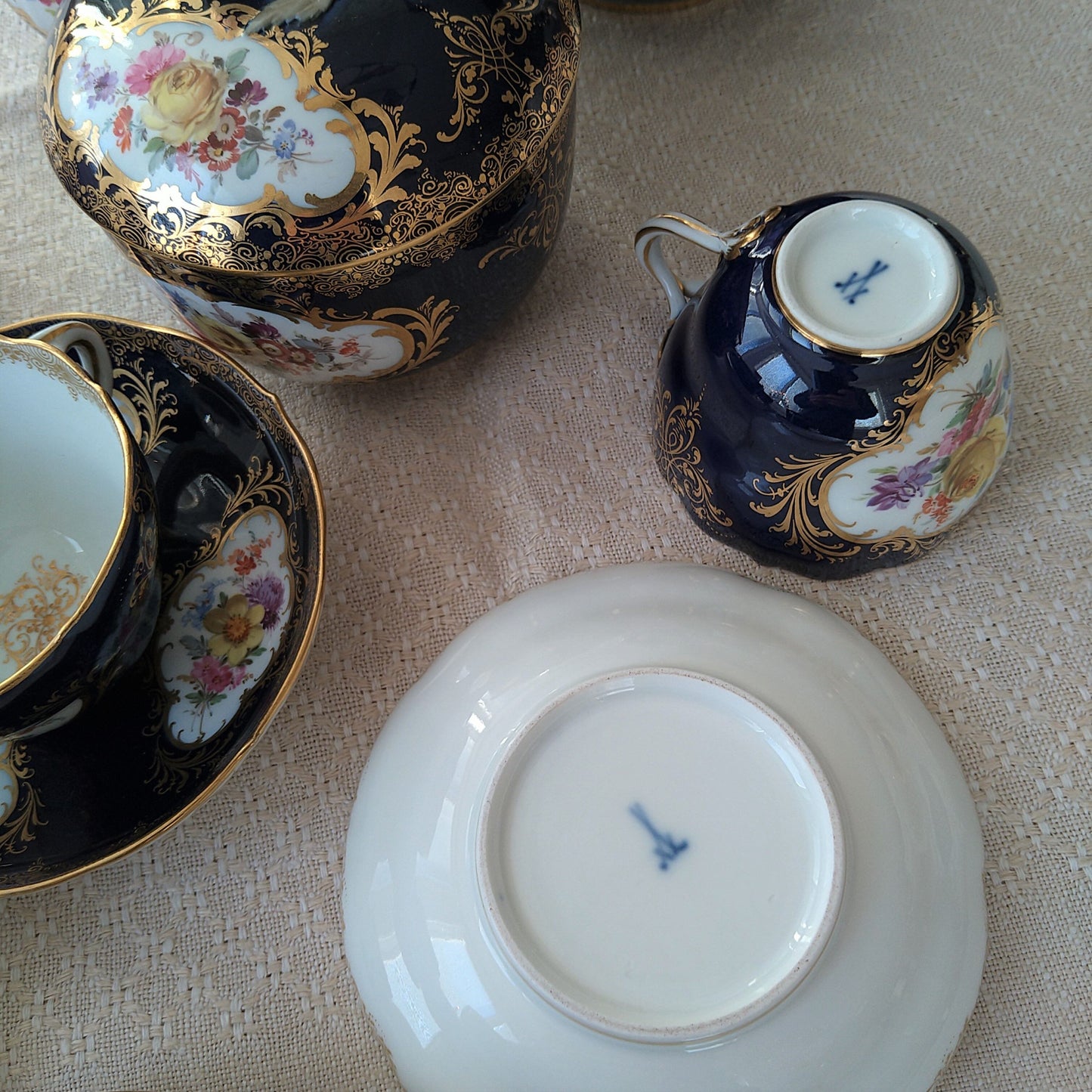 Meissen コバルトドイツフラワー6人用コーヒーサービス/Cobalt Coffee set for six person