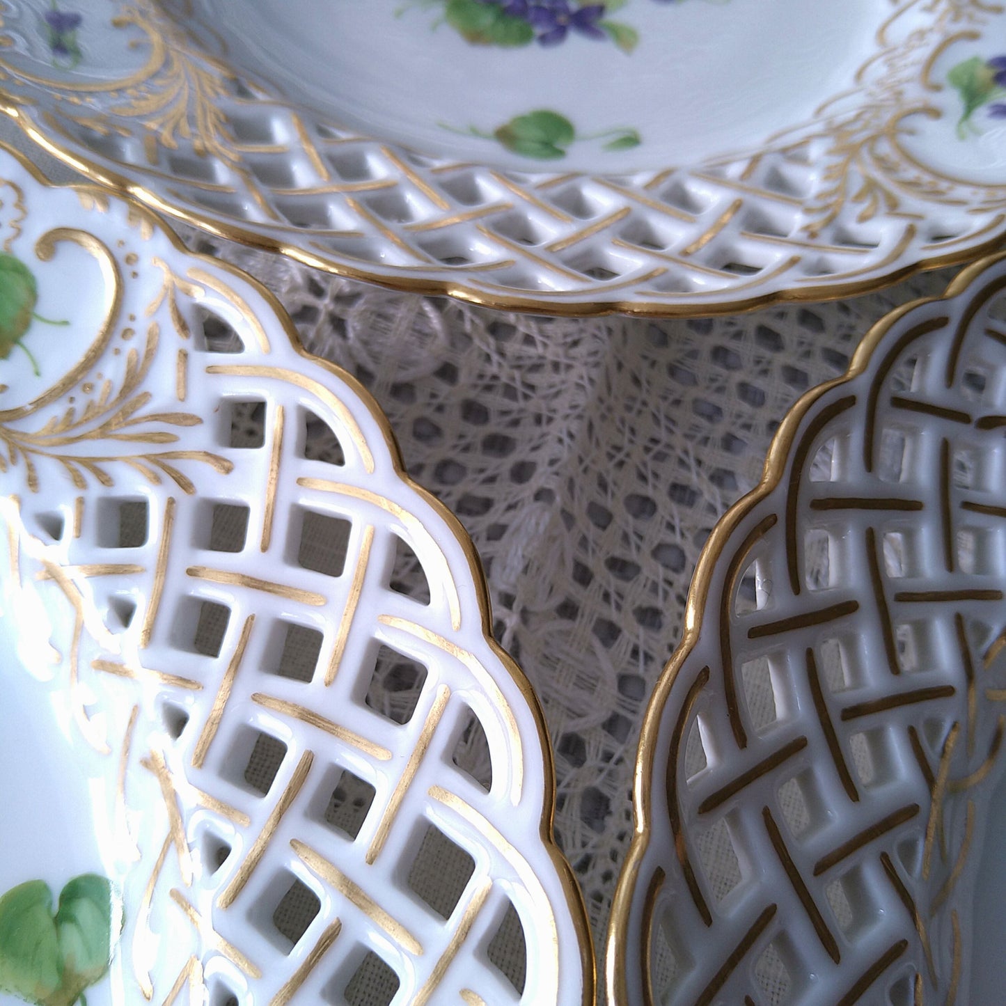 1889～1922年RoyalCopenhagenスミレのオープンワークのお皿直径約21㎝D/RoyalCopenhagenVioletPlate