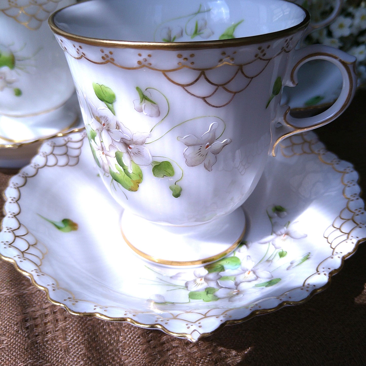 1892年RoyalCopenhagen の白いスミレのカップソーサー/WhiteVioletCupSaucer