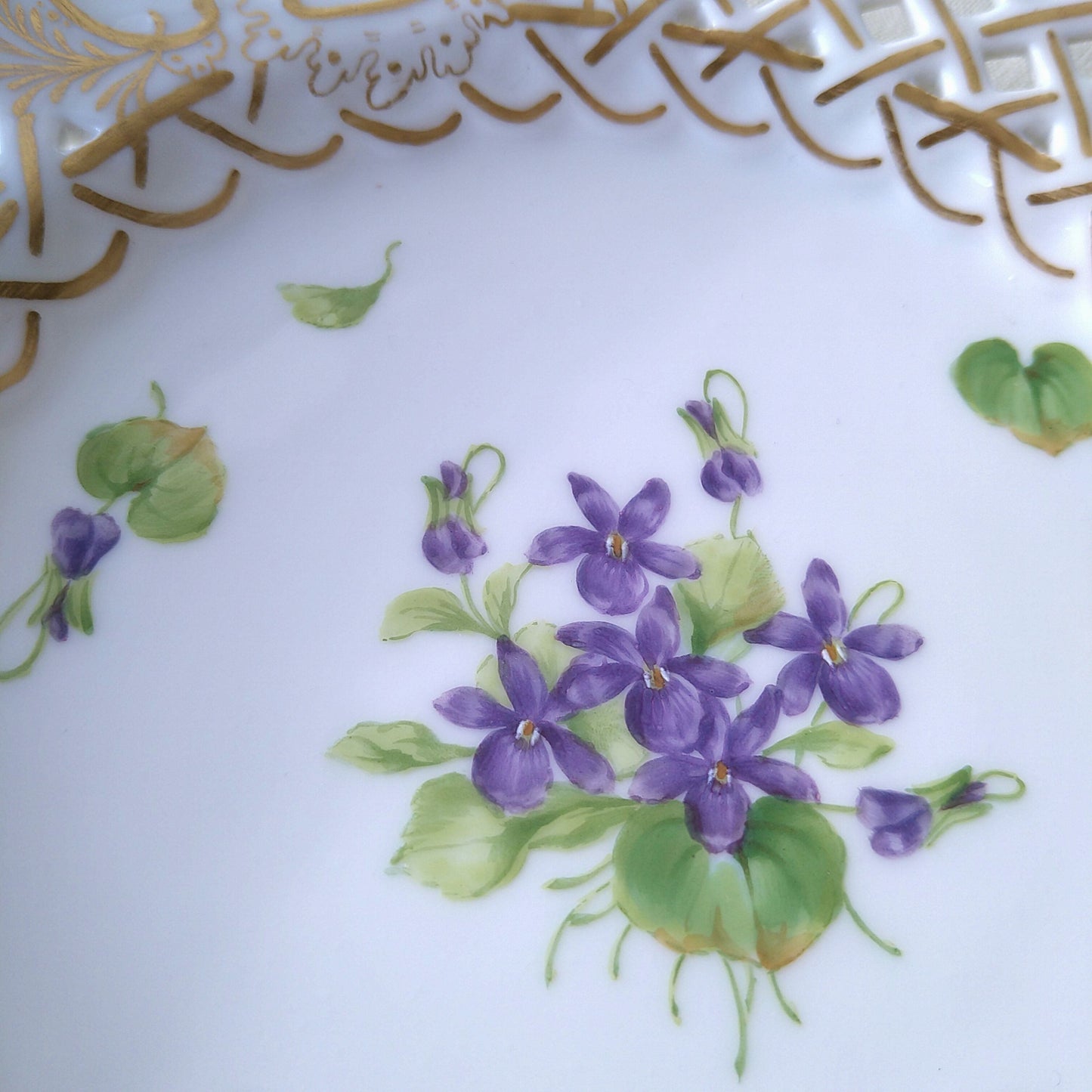 1889～1922年RoyalCopenhagenスミレのオープンワークのお皿直径約21㎝D/RoyalCopenhagenVioletPlate