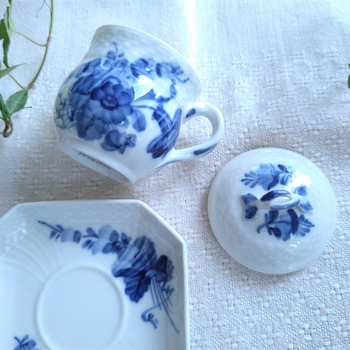 RoyalCopenhagenブルーフラワーカーブのカスタードカップソーサー1950年代～1970年代/Custard cup and saucer
