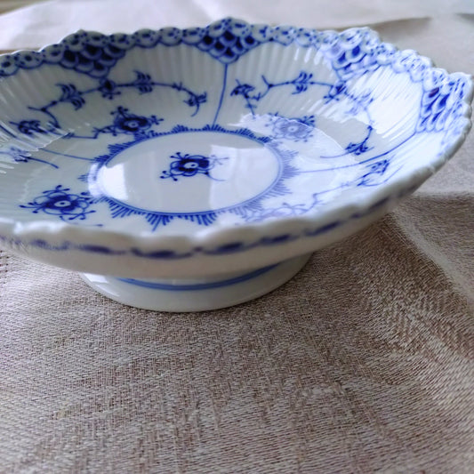 1969～1974年RoyalCopenhagenブルーフルーテッドハーフレース高台のお皿直径約17.5㎝D/BlueFlutedHalfLacePlateWithStand