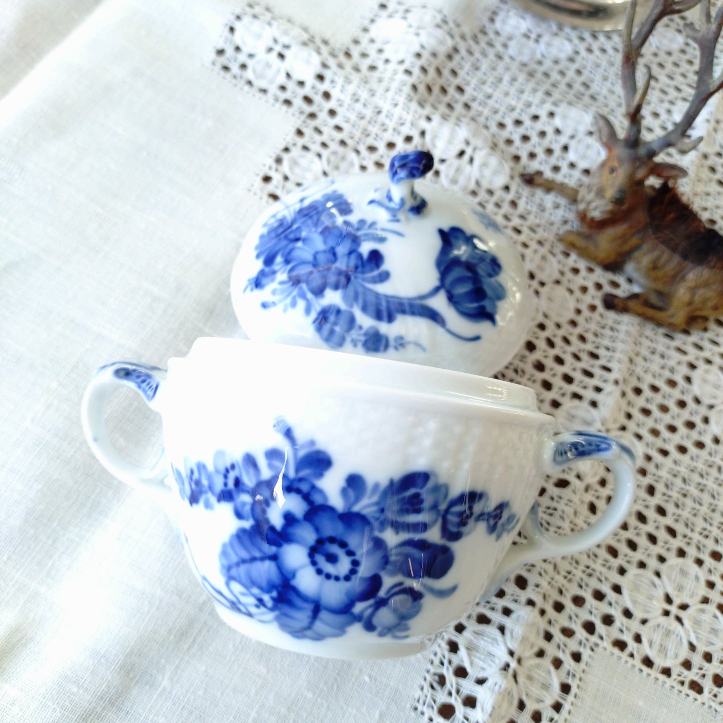 1969～1974年RoyalCopenhagenブルーフラワーカーブ把手付きシュガーポット高さ11.5㎝/BlueFlowerCurveSugarpot11.5cm H
