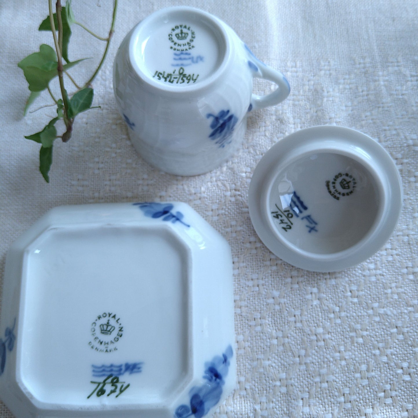 RoyalCopenhagenブルーフラワーカーブのカスタードカップソーサー1950年代～1970年代/Custard cup and saucer
