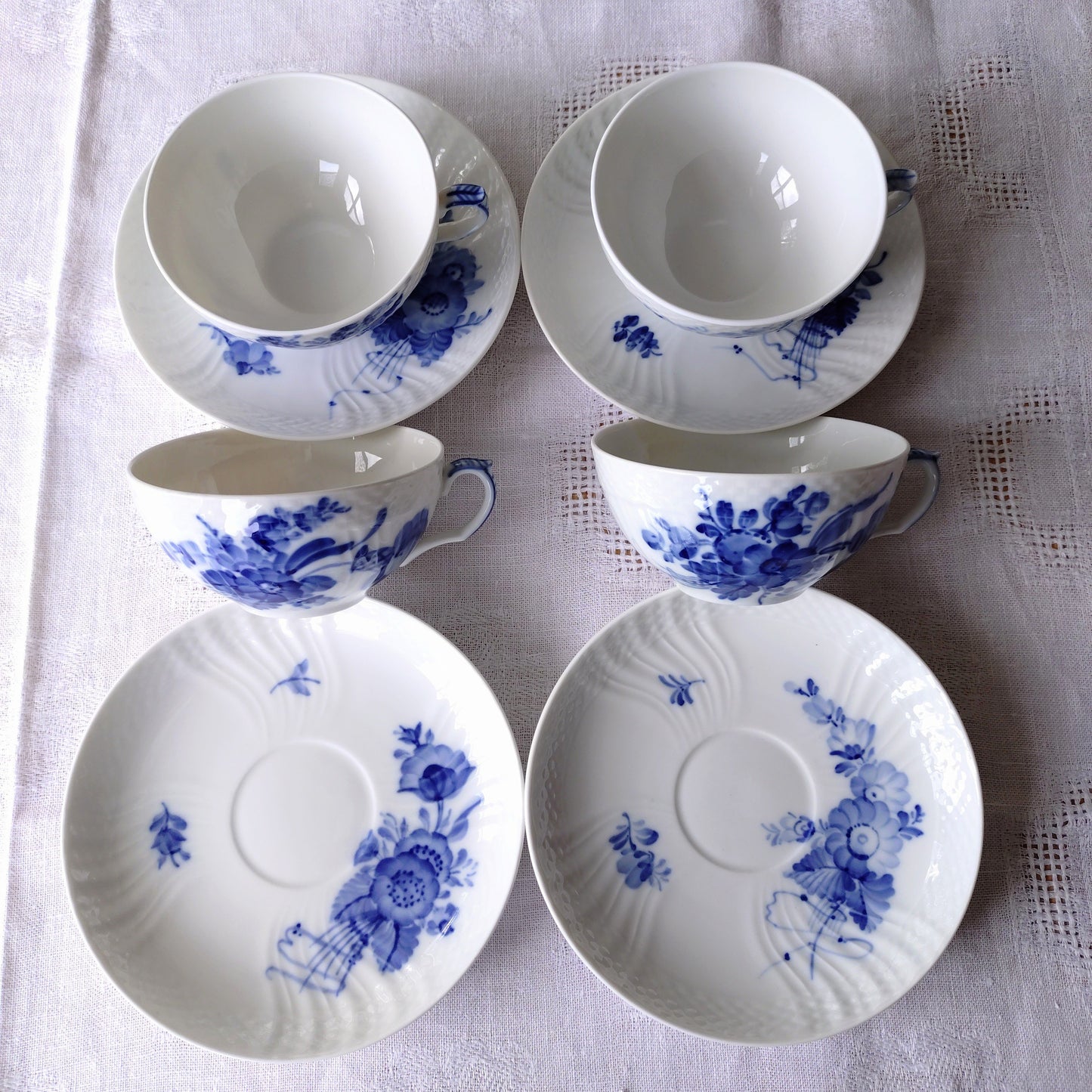 1960～1970年代RoyalCopenhagenブルーフラワーカーブのティーカップソーサー型番1551/Blue flower curve, tea up and saucer