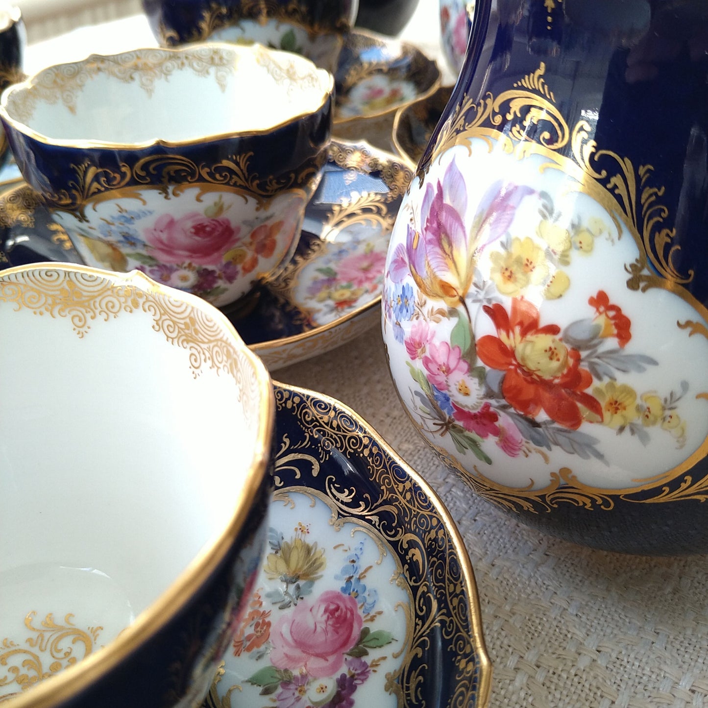 Meissen コバルトドイツフラワー6人用コーヒーサービス/Cobalt Coffee set for six person