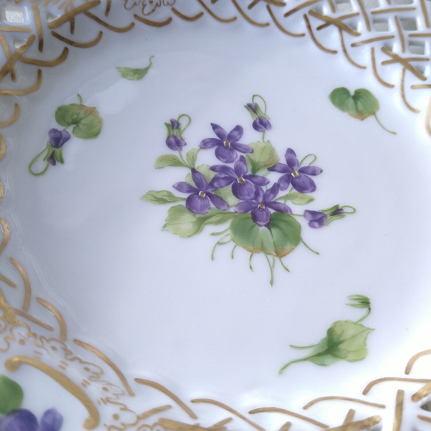 1889～1922年RoyalCopenhagenスミレのオープンワークのお皿直径約21㎝D/RoyalCopenhagenVioletPlate