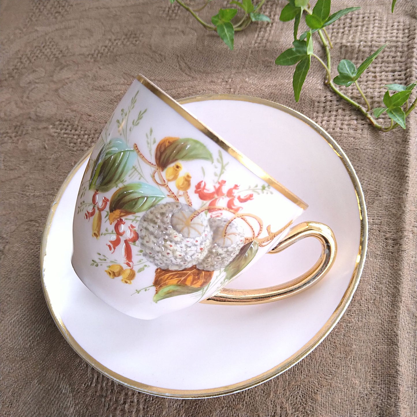 1853～1894年!Bing＆Grondahlビングオーグレンダールのアンティークのピンクのカップソーサー/AntiqueCupSaucer