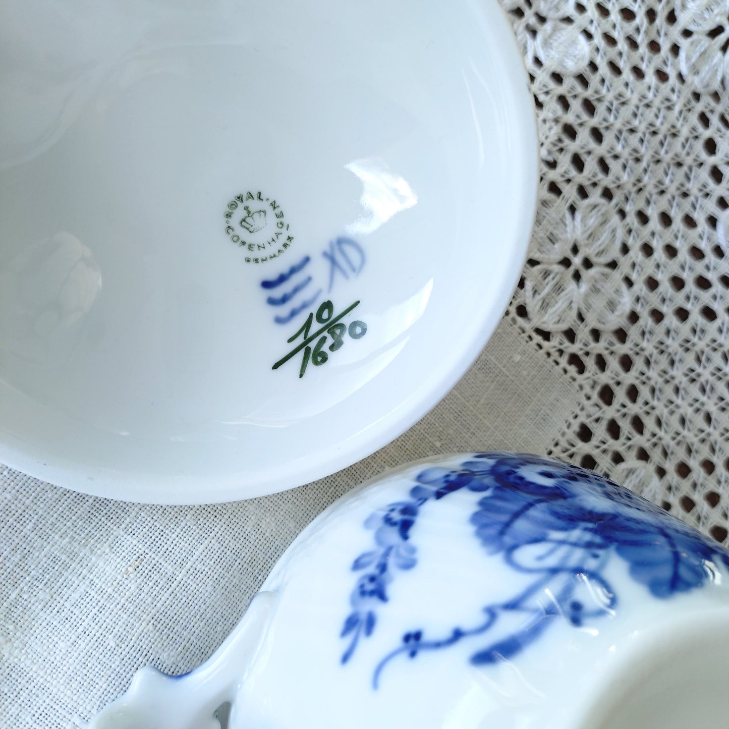 1969～1974年RoyalCopenhagenブルーフラワーカーブ把手付きシュガーポット高さ11.5㎝/BlueFlowerCurveSugarpot11.5cm H