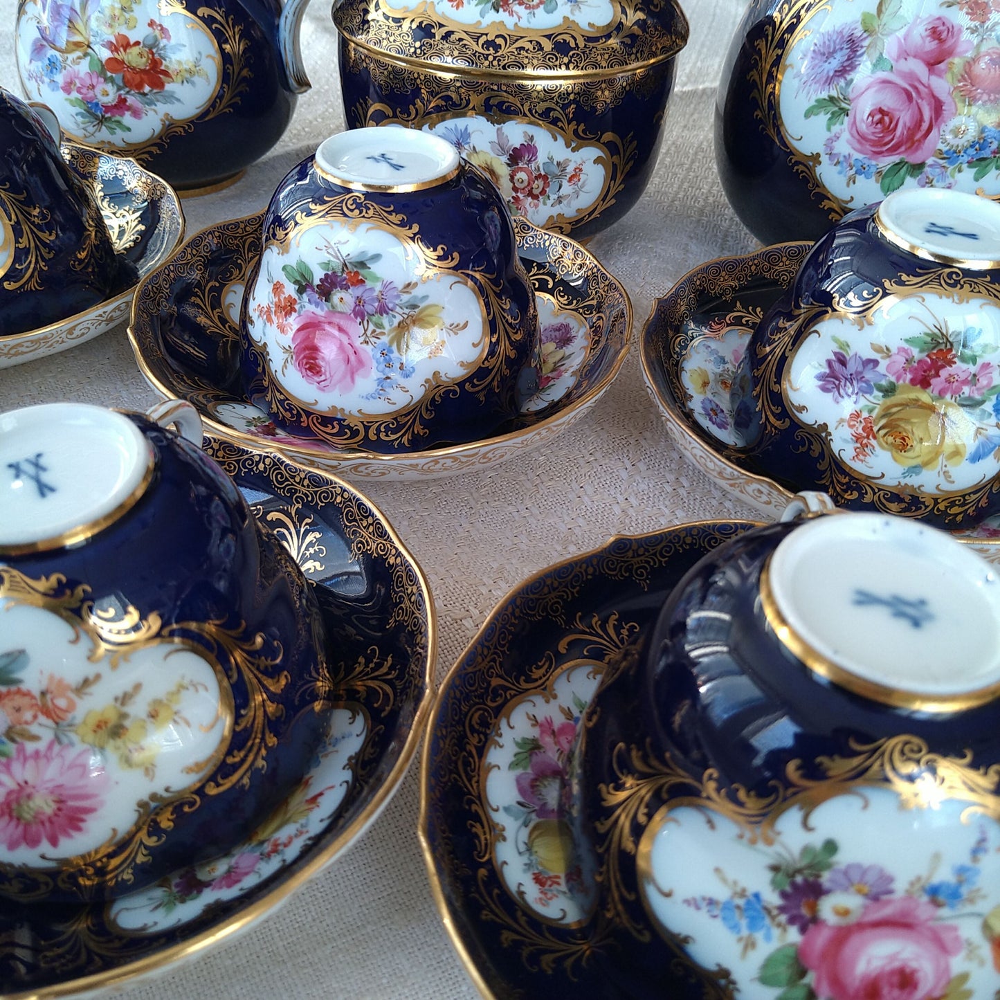 Meissen コバルトドイツフラワー6人用コーヒーサービス/Cobalt Coffee set for six person
