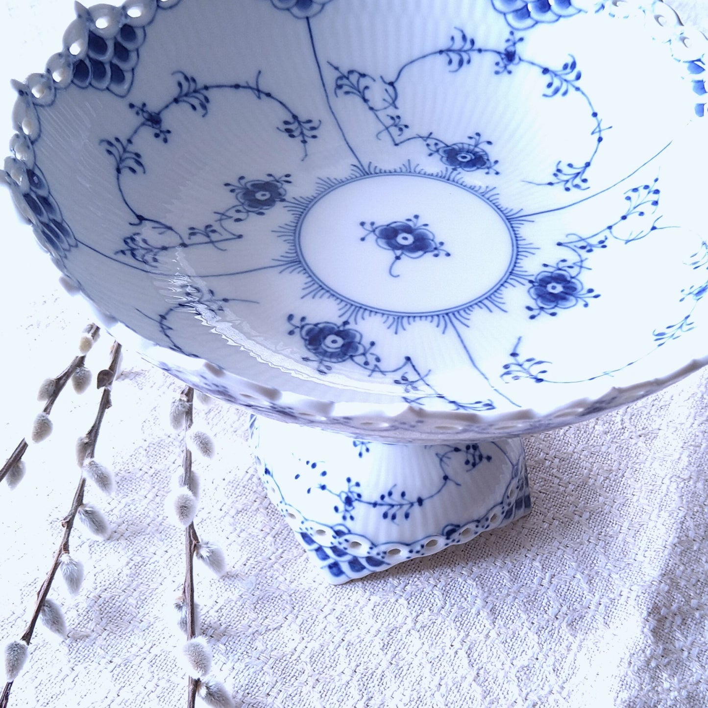 1975～1979年のRoyalCopenhagenロイヤルコペンハーゲンフルレースのコンポート高さ約15㎝/FullLaceComport