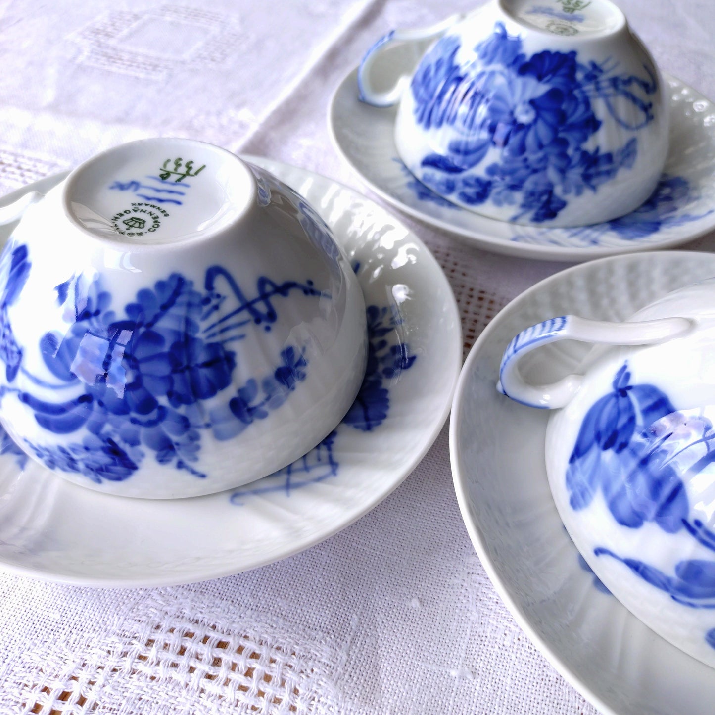 1960～1970年代RoyalCopenhagenブルーフラワーカーブのティーカップソーサー型番1551/Blue flower curve, tea up and saucer