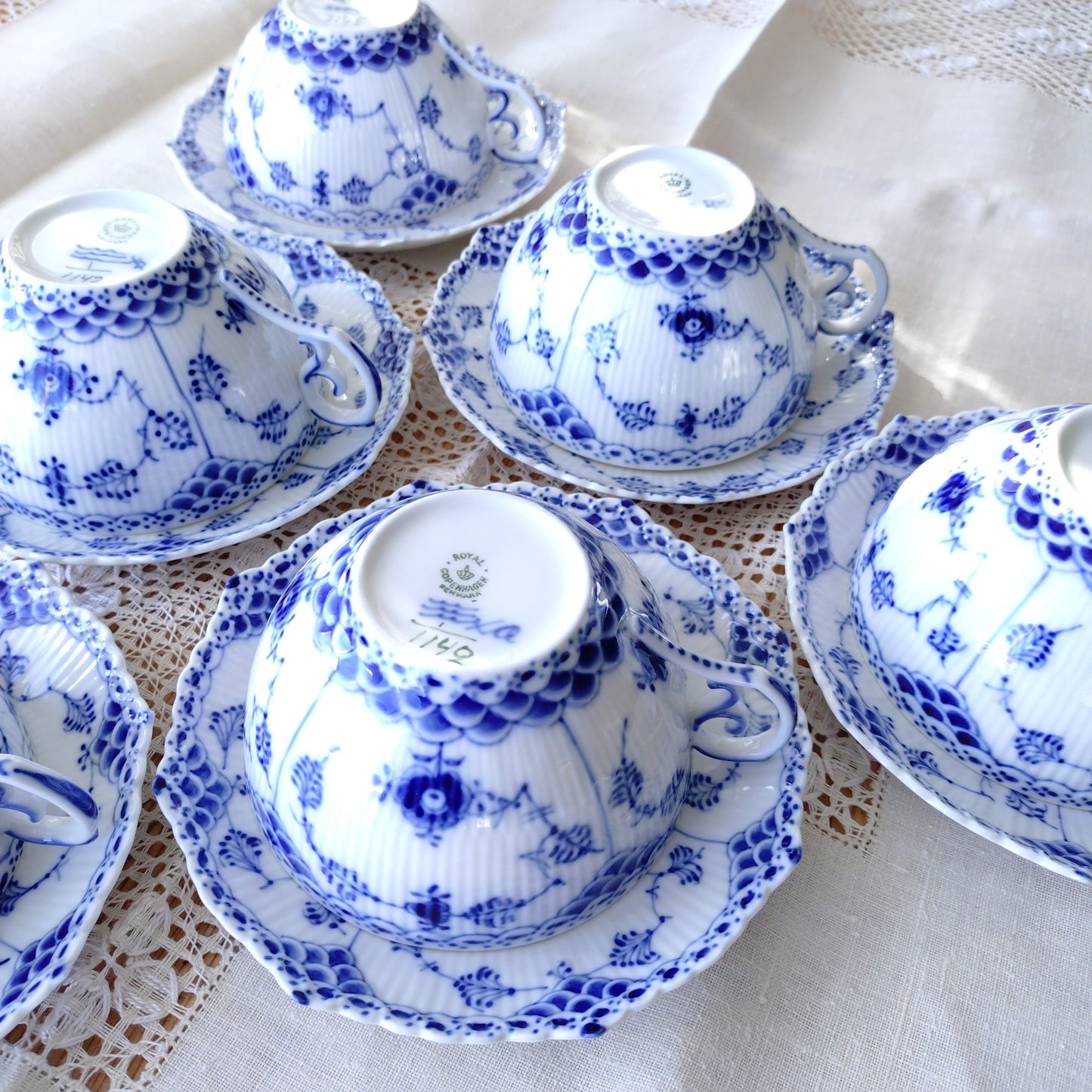 1950～1970年代RoyalCopenhagenフルレースのモーニングカップソーサー大きいです/Full Lace, Morning cup and saucer