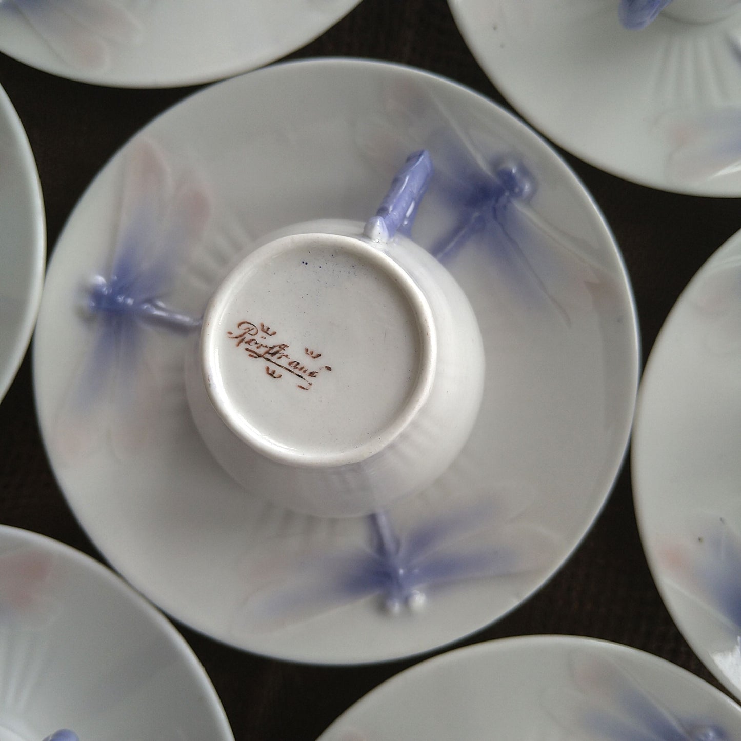 RörstrandロールストランドAlfWallanderデザイン、アールヌーヴォーのトンボのカップソーサー/Art Nouveau,Dragonfly,Cup and Saucer