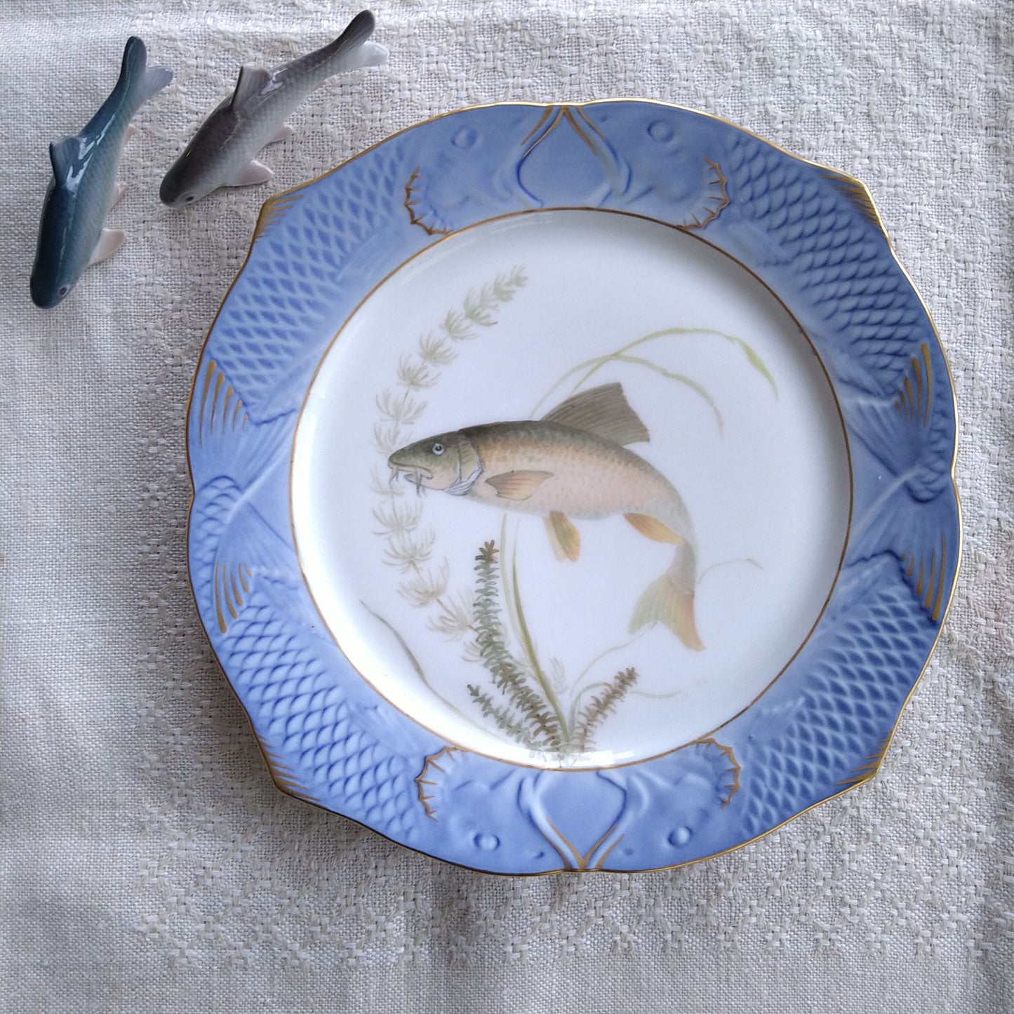 1924～1934年RoyalCopenhagenコイ亜科淡水魚バーベル🐟さかなのお皿は大きさ約22.5㎝L×22.5㎝Wです。