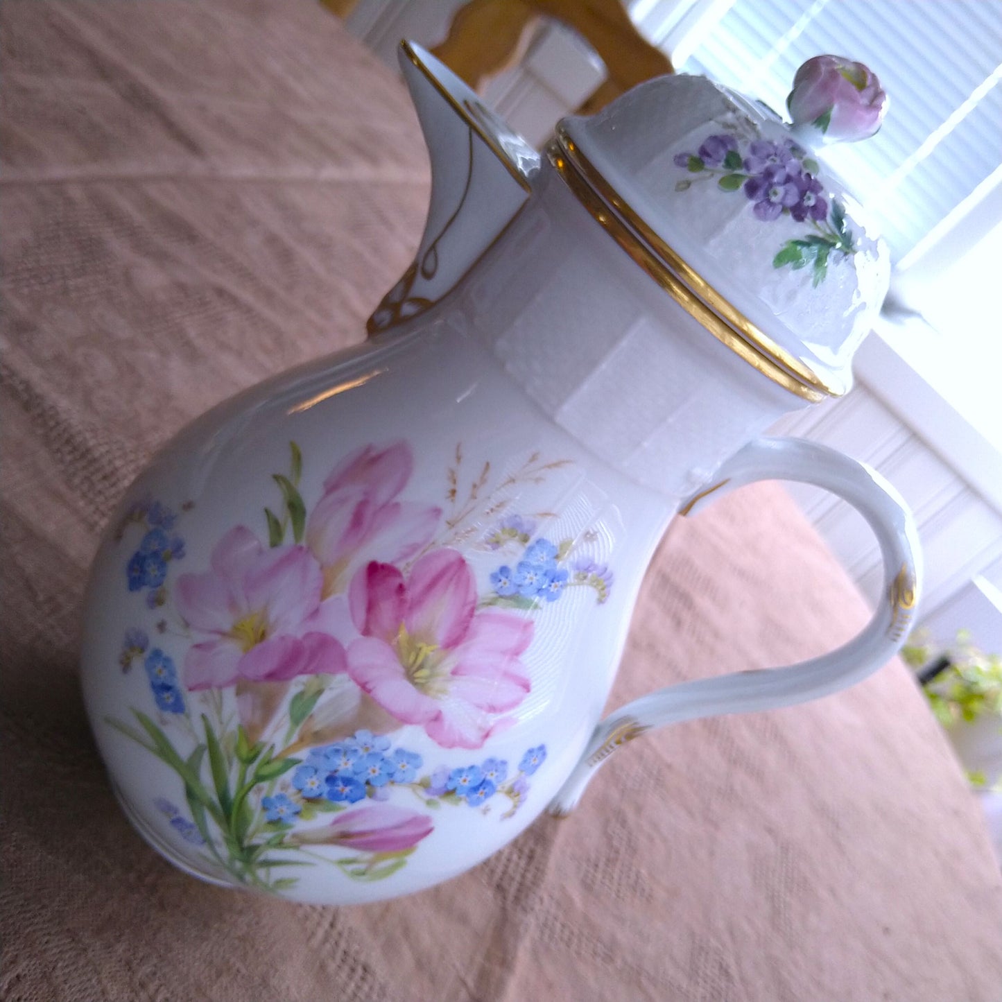 1990年代Meissenマイセン自然主義様式絵付けのコーヒーポット高さ約22.5㎝H幅約12.5㎝W/CoffeePot