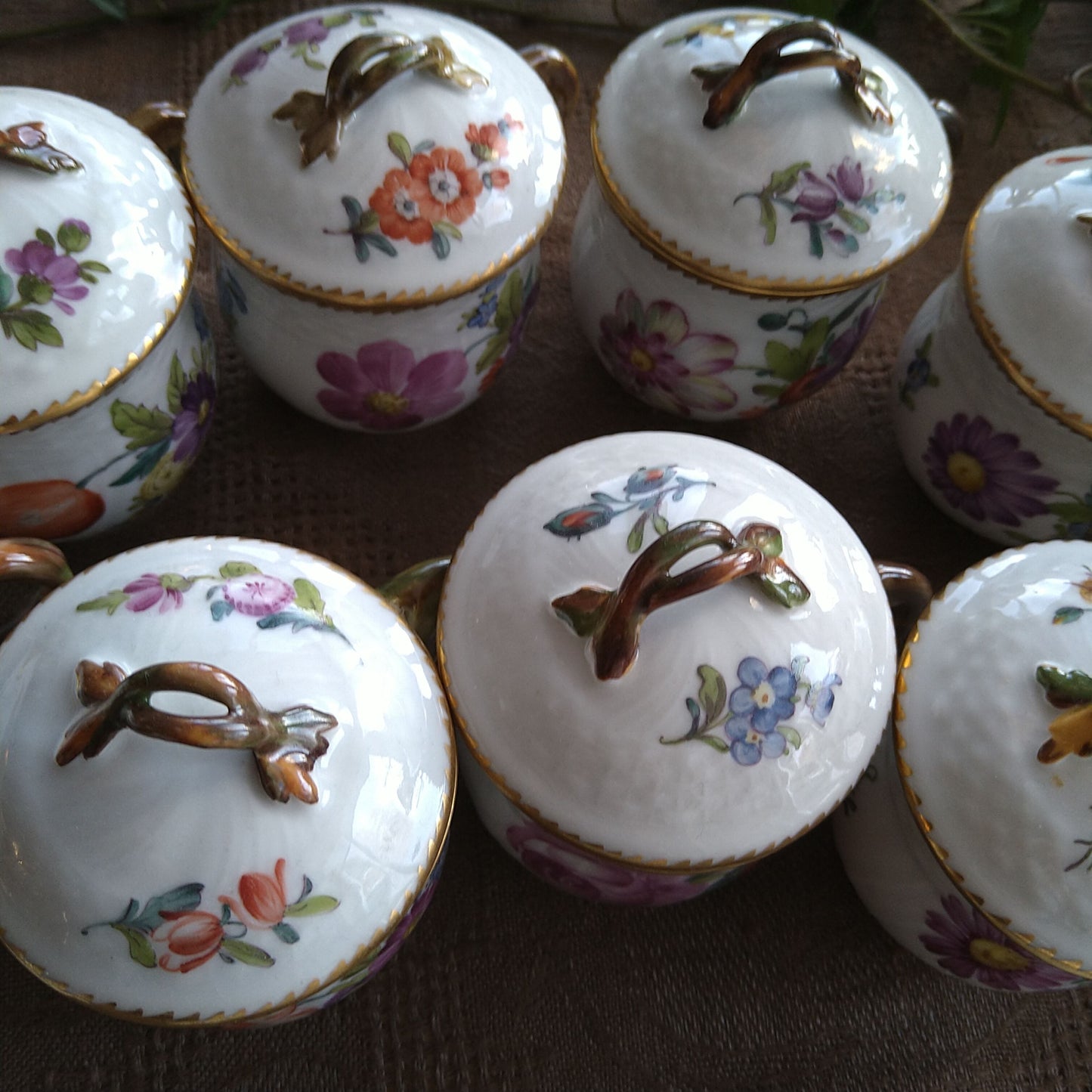 RoyalCopenhagenサクソンフラワーカスタードカップ12個トレイ付き/SaxonFlowerCusturdCupWithTray