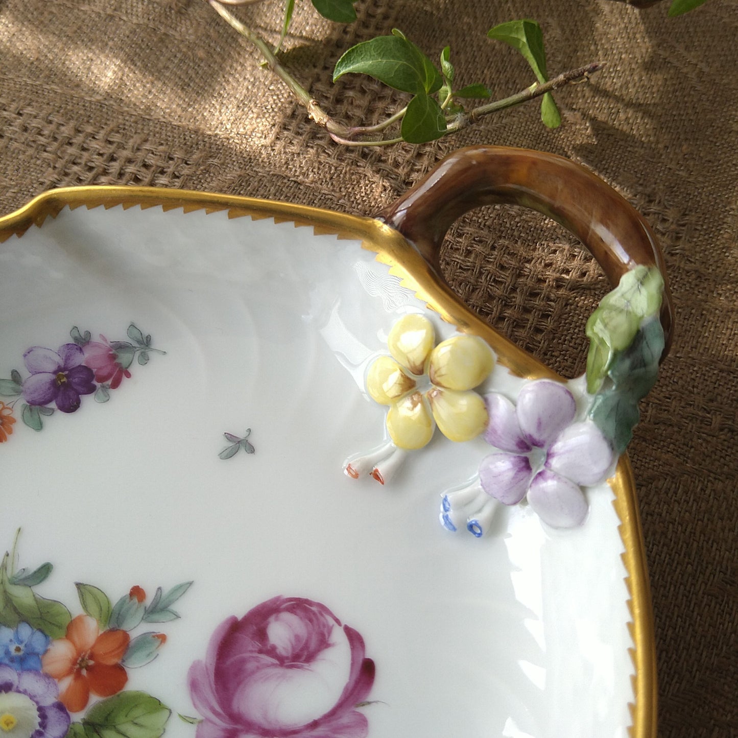1960年のRoyalCopenhagenサクソンフラワーの小さい葉っぱ皿約18㎝×13.5㎝/LeafDishSaxonFlower