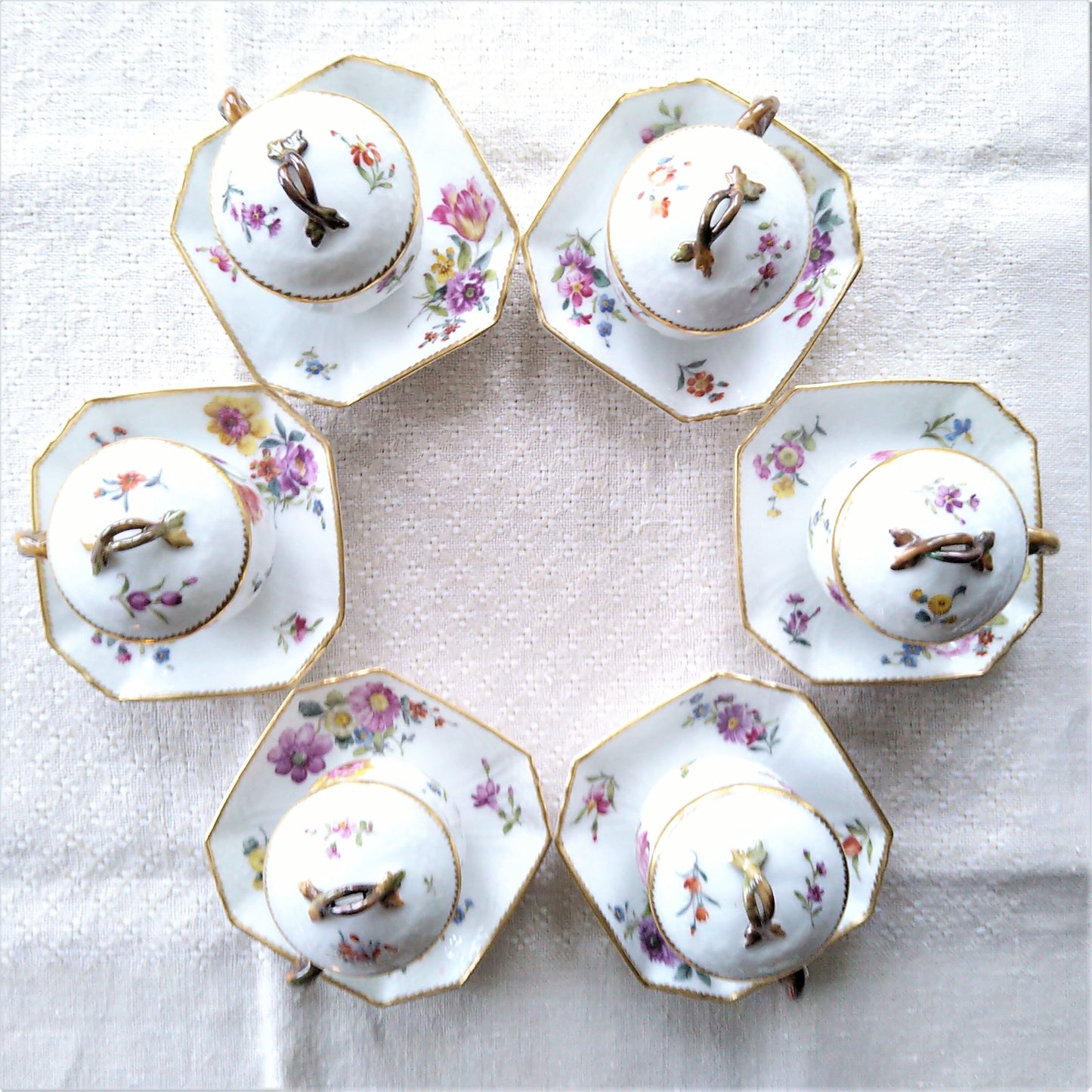 1870～1922年RoyalCopenhagenサクソンフラワーのカスタードカップソーサー/SaxonFlowerCremecupSaucer