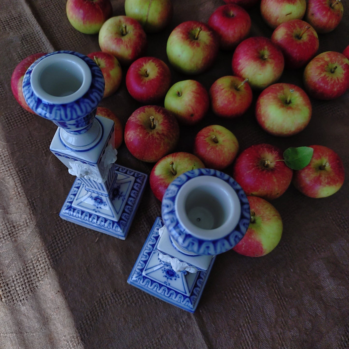 1975～1979年RoyalCopenhagenブルーフルーテッドプレインのライオンレリーフキャンドルスタンド2本セット/Candle stand pair