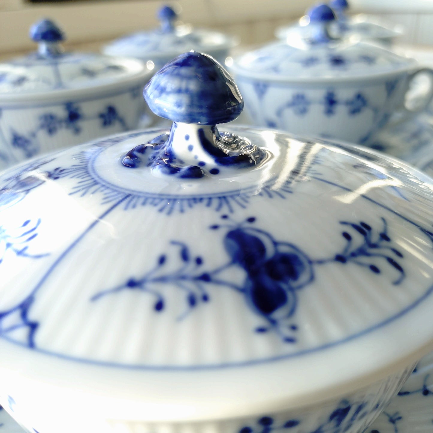 1960‐1970年代RoyalCopenhagenブルーフルーテッドプレインのブイヨンカップソーサー蓋つき/Bouillon cup saucer with lid