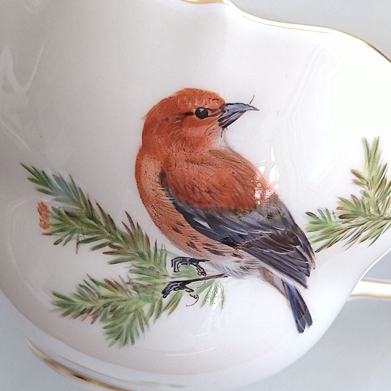 Meissenマイセン1970年頃ドイツの鳥イスカのコーヒーカップソーサー