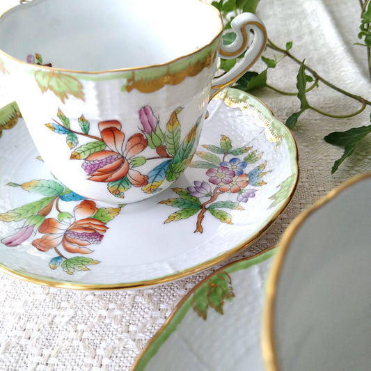 Herendヴィクトリアのコーヒーカップソーサー取っ手が丸くカーブしたタイプ/VictoriaCoffeeCupSaucer