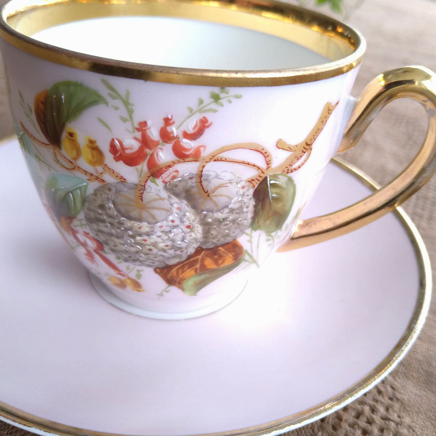 1853～1894年!Bing＆Grondahlビングオーグレンダールのアンティークのピンクのカップソーサー/AntiqueCupSaucer