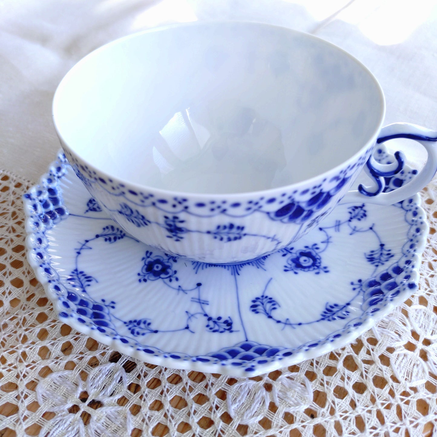 1950～1970年代RoyalCopenhagenフルレースのモーニングカップソーサー大きいです/Full Lace, Morning cup and saucer