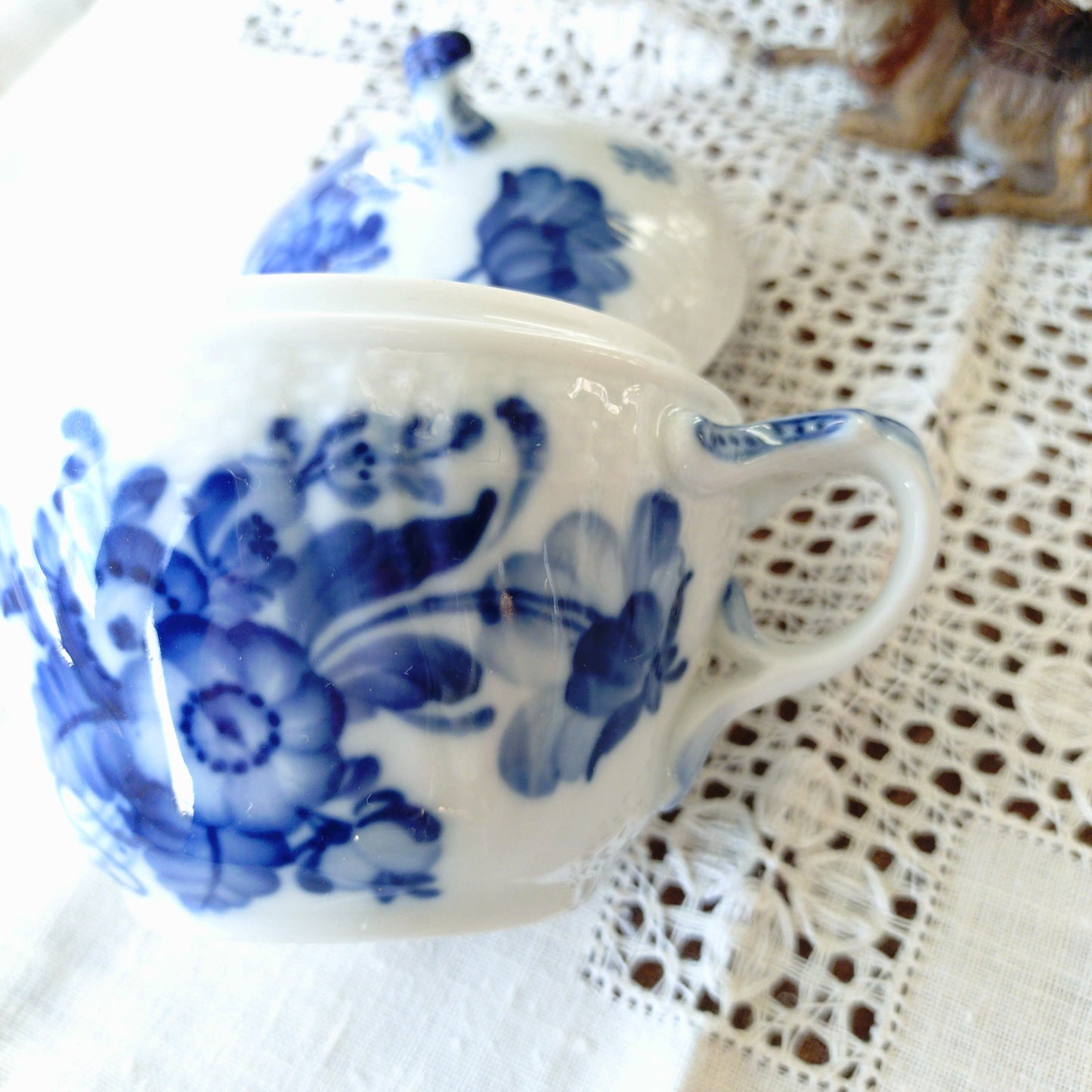 1969～1974年RoyalCopenhagenブルーフラワーカーブ把手付きシュガーポット高さ11.5㎝/BlueFlowerCurveSugarpot11.5cm H