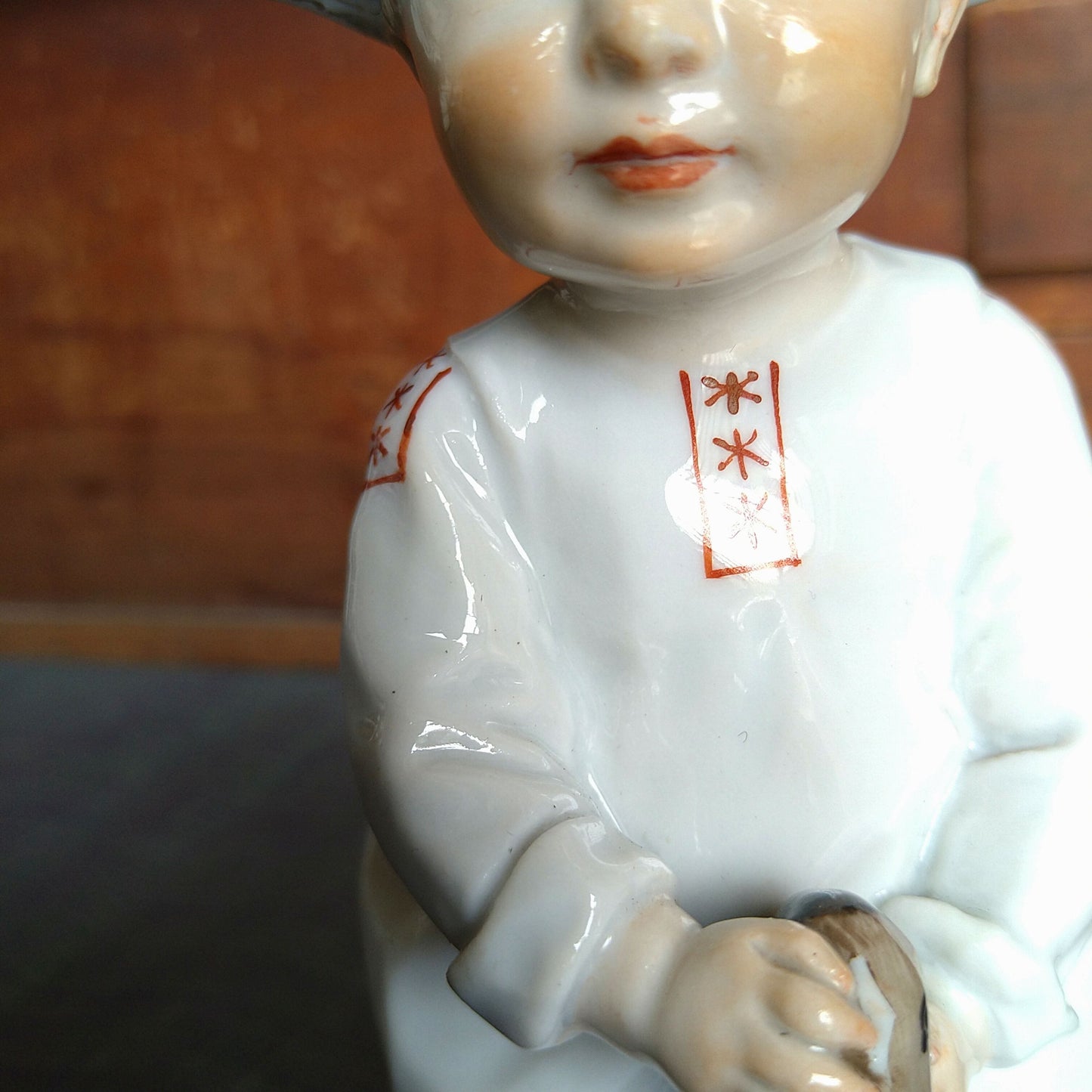 Meissen1905～1924年のヘンチェルの子供達/木馬で遊ぶ子 高さ約17㎝幅約6.5㎝W