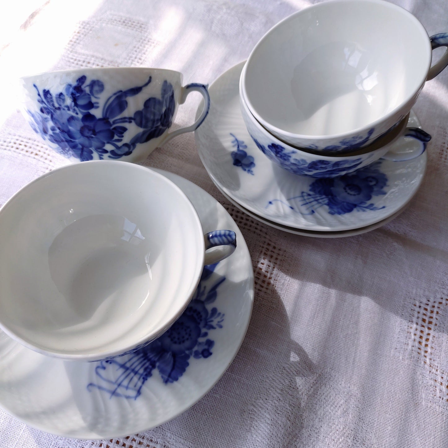 1960～1970年代RoyalCopenhagenブルーフラワーカーブのティーカップソーサー型番1551/Blue flower curve, tea up and saucer