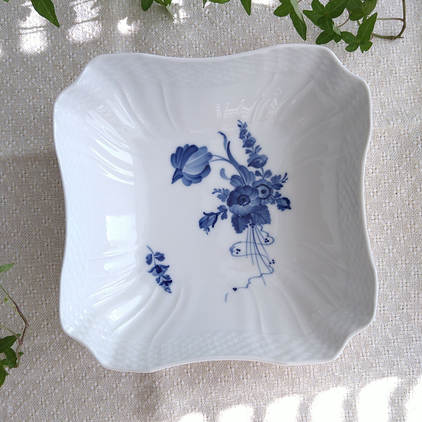 1975～1979年RoyalCopenhagenブルーフラワーカーブ角のサラダ皿21×21㎝/SquareSalladBowl