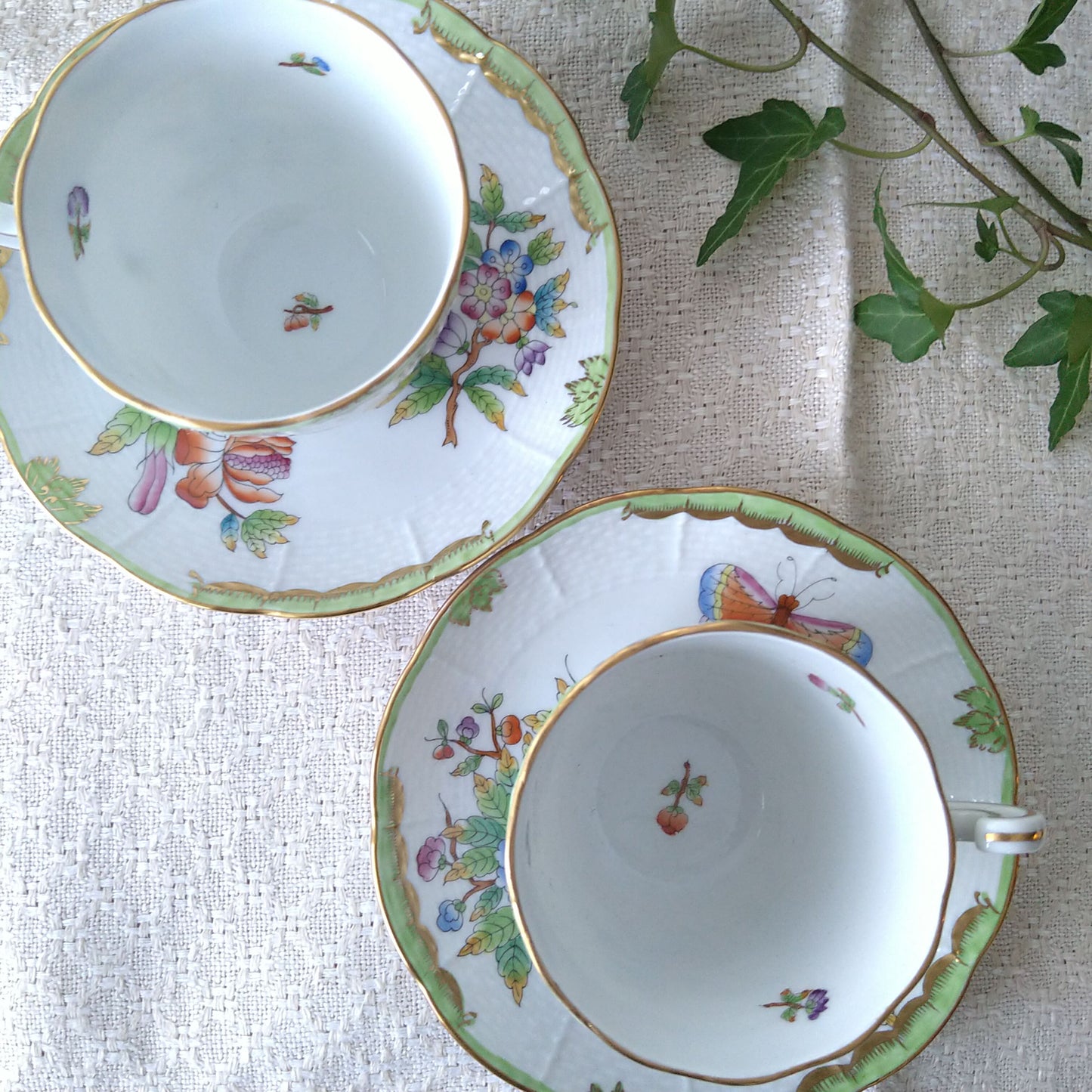 Herendヴィクトリアのコーヒーカップソーサー取っ手が丸くカーブしたタイプ/VictoriaCoffeeCupSaucer