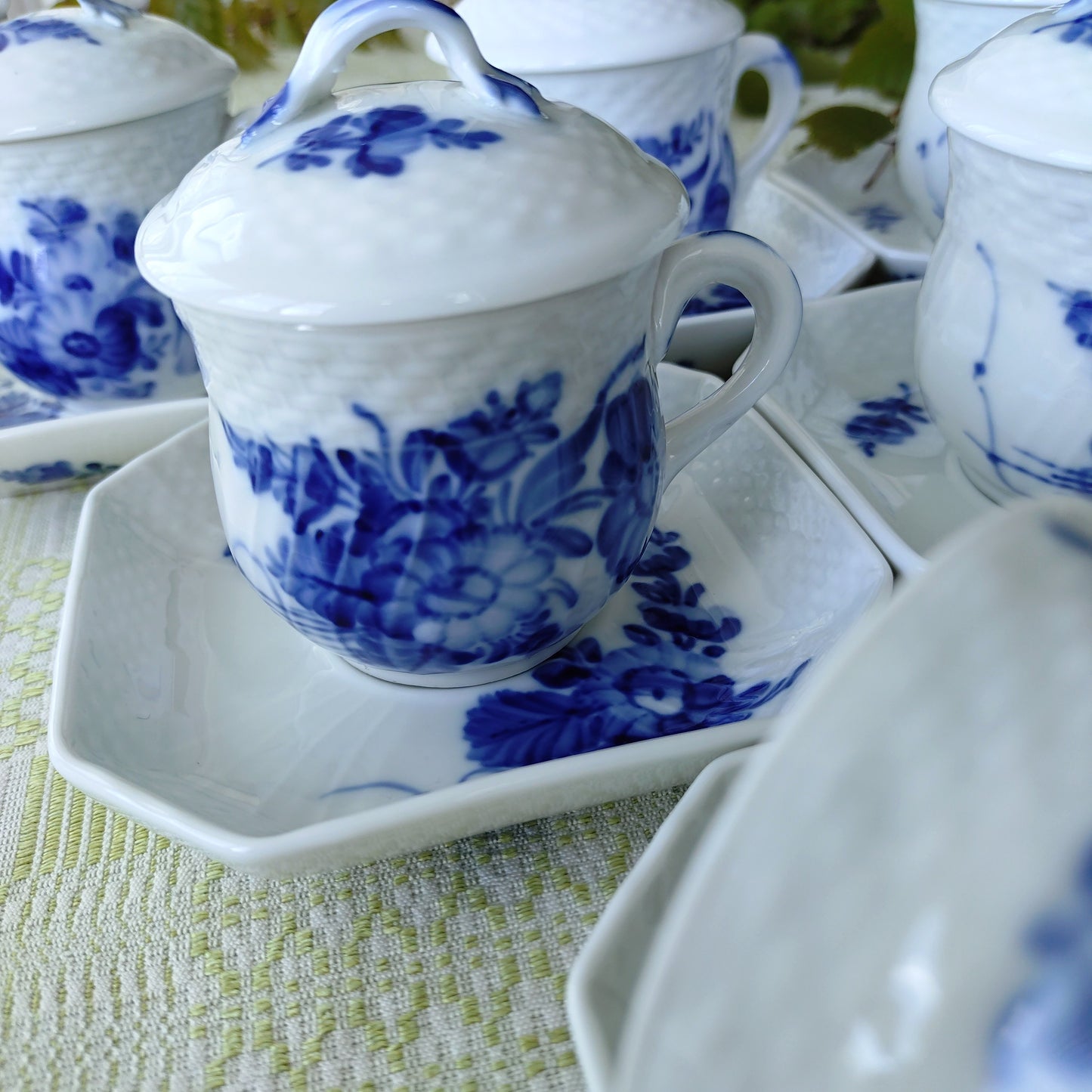 RoyalCopenhagenブルーフラワーカーブのカスタードカップソーサー1950年代～1970年代/Custard cup and saucer