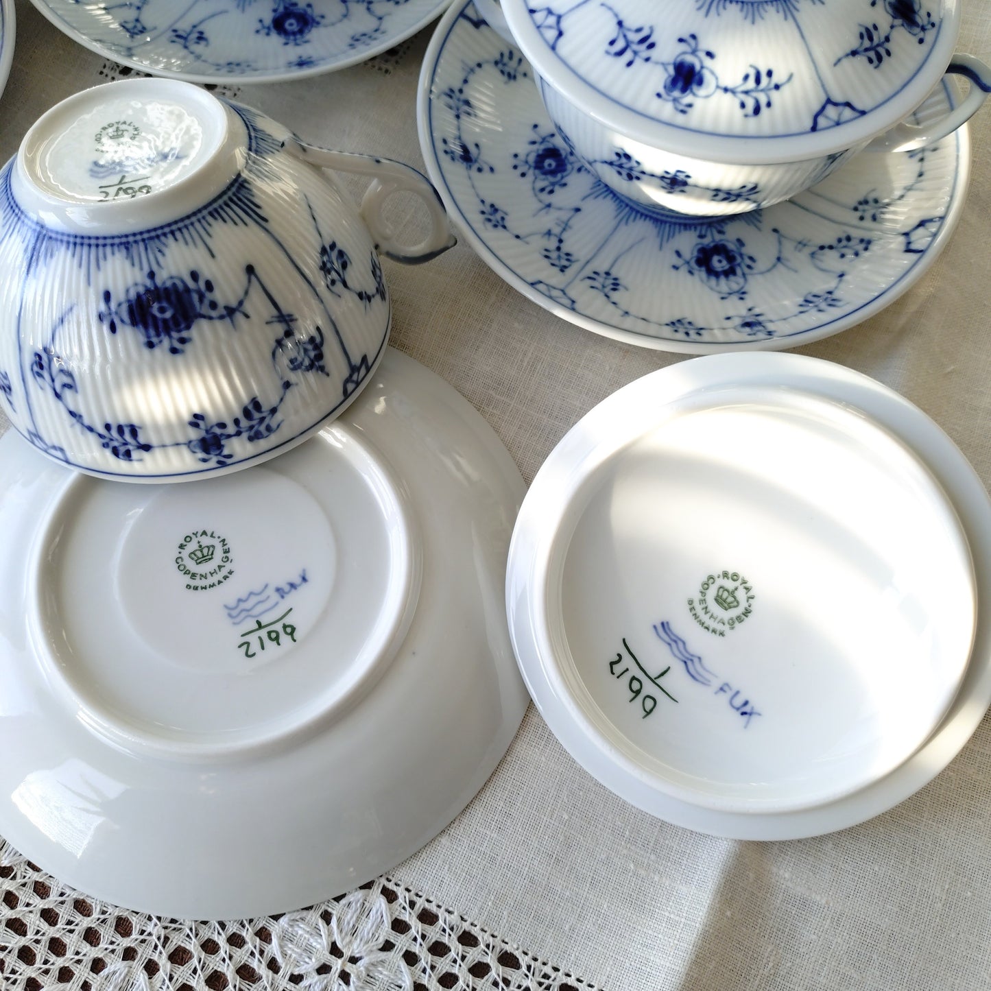 1960‐1970年代RoyalCopenhagenブルーフルーテッドプレインのブイヨンカップソーサー蓋つき/Bouillon cup saucer with lid