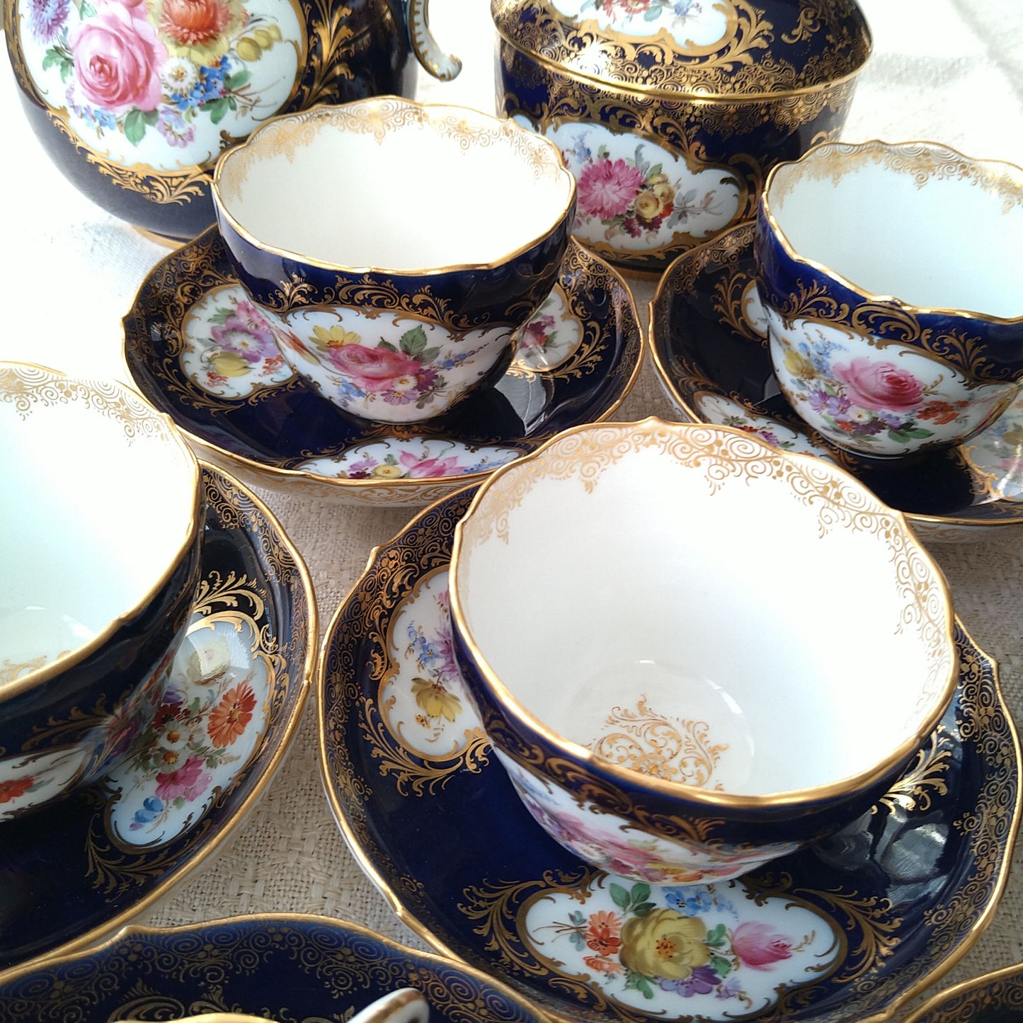Meissen コバルトドイツフラワー6人用コーヒーサービス/Cobalt Coffee set for six person