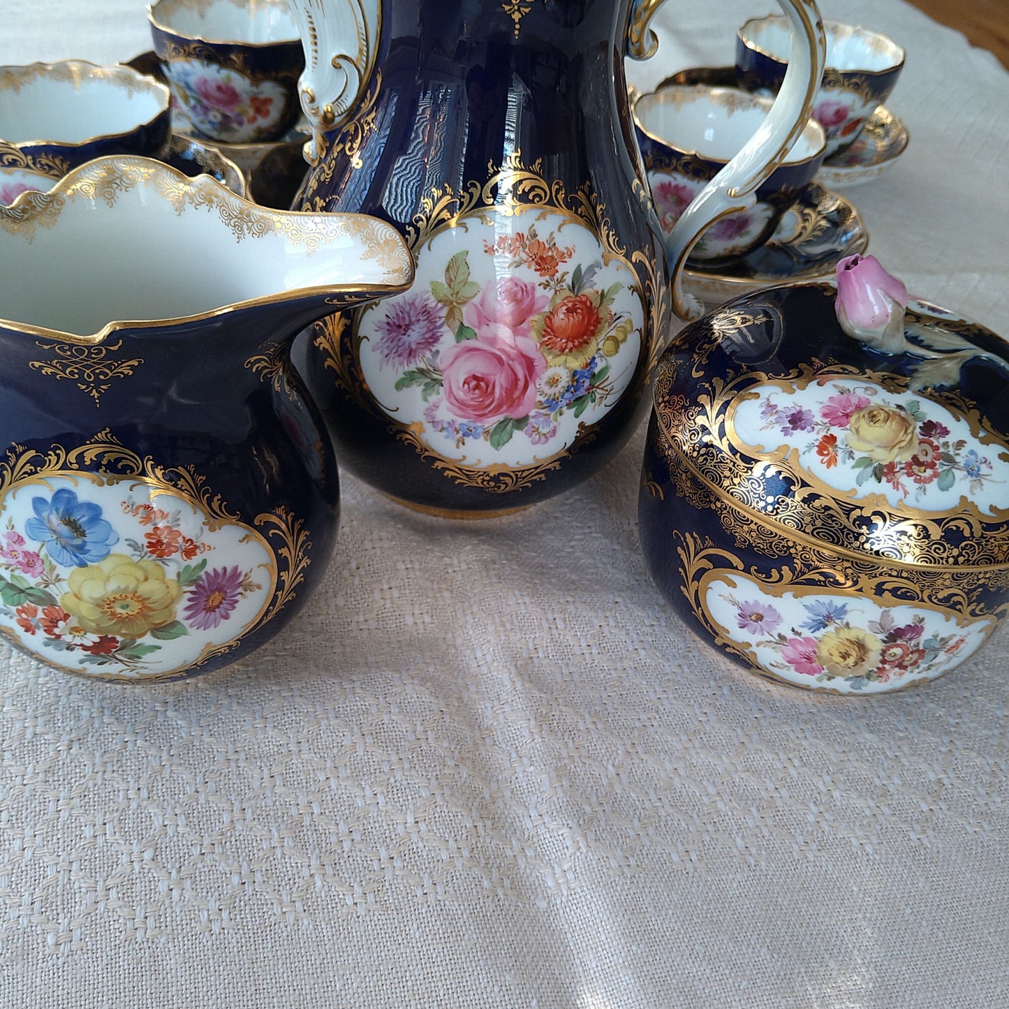 Meissen コバルトドイツフラワー6人用コーヒーサービス/Cobalt Coffee set for six person